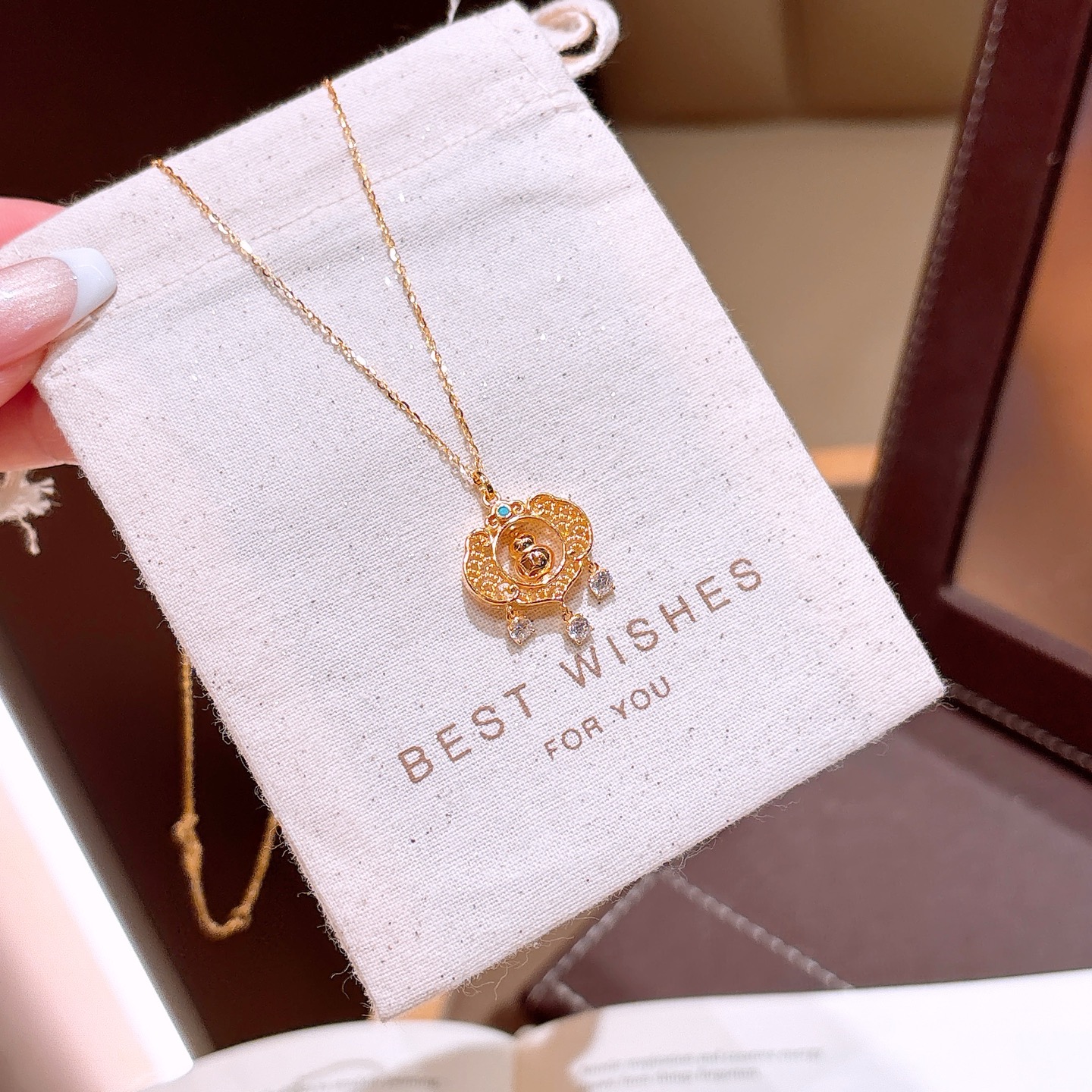 甘辛S925スターリングシルバーネックレスゴールド 新年