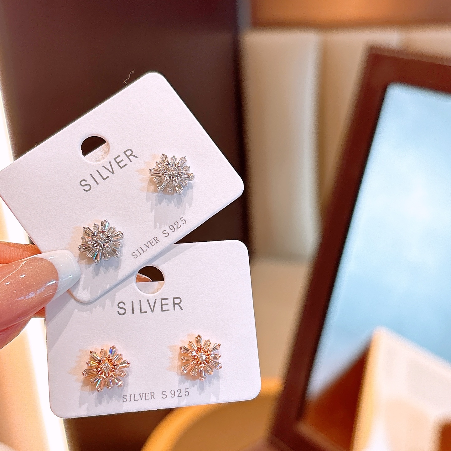 精巧S925スターリングシルバーイヤリングシルバー パーティー