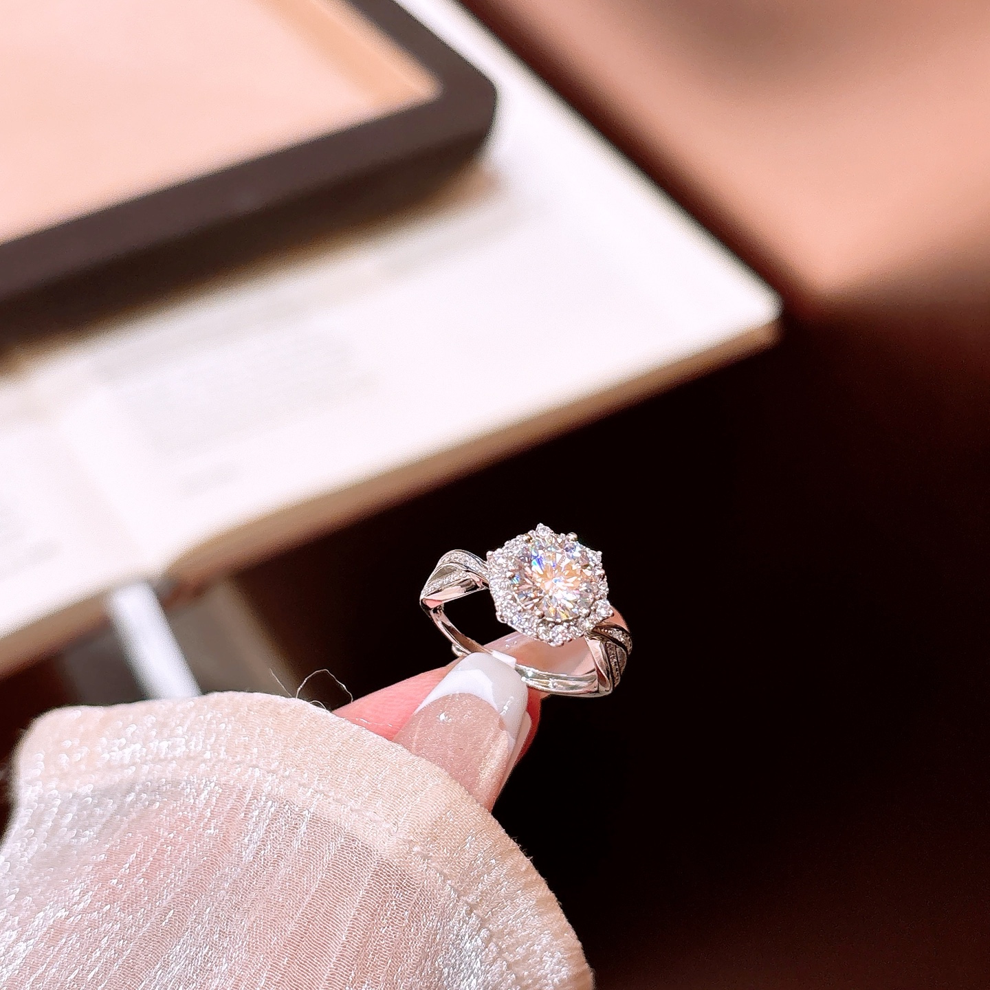 S925 Sterling Silver Moissanite Ring Artistic Christmas Silver