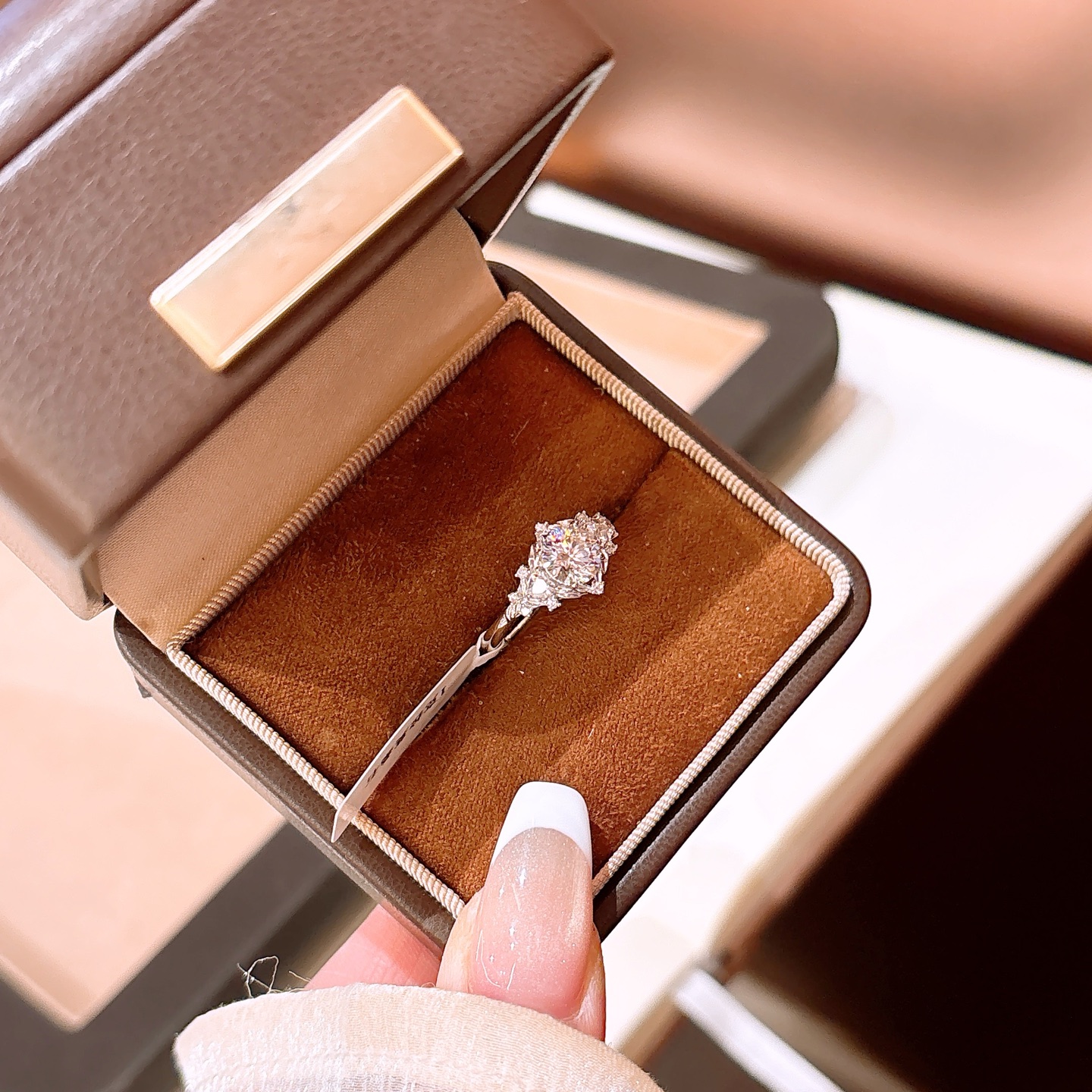 Nickel Free Silver Moissanite Ring French Bestie Gift Silver