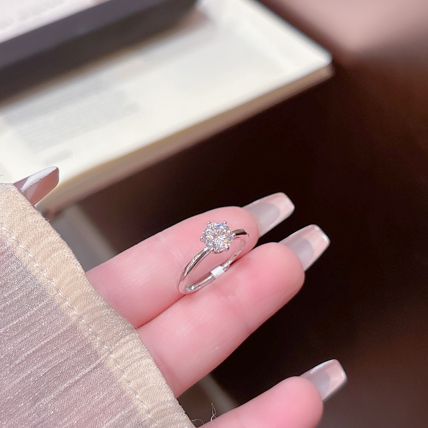 High Polish Silver Moissanite Ring Elegant Wedding Favor Silver