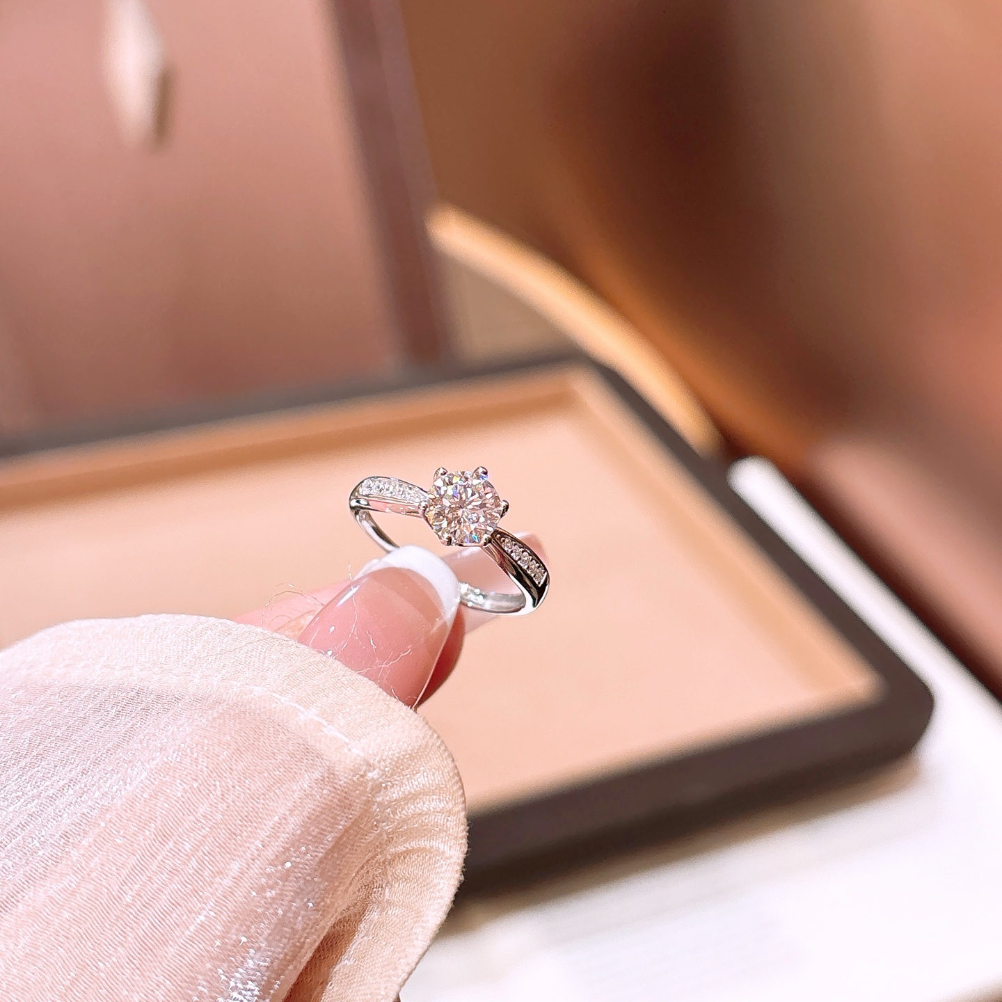 Nickel Free Silver Moissanite Ring Delicate Christmas Gold