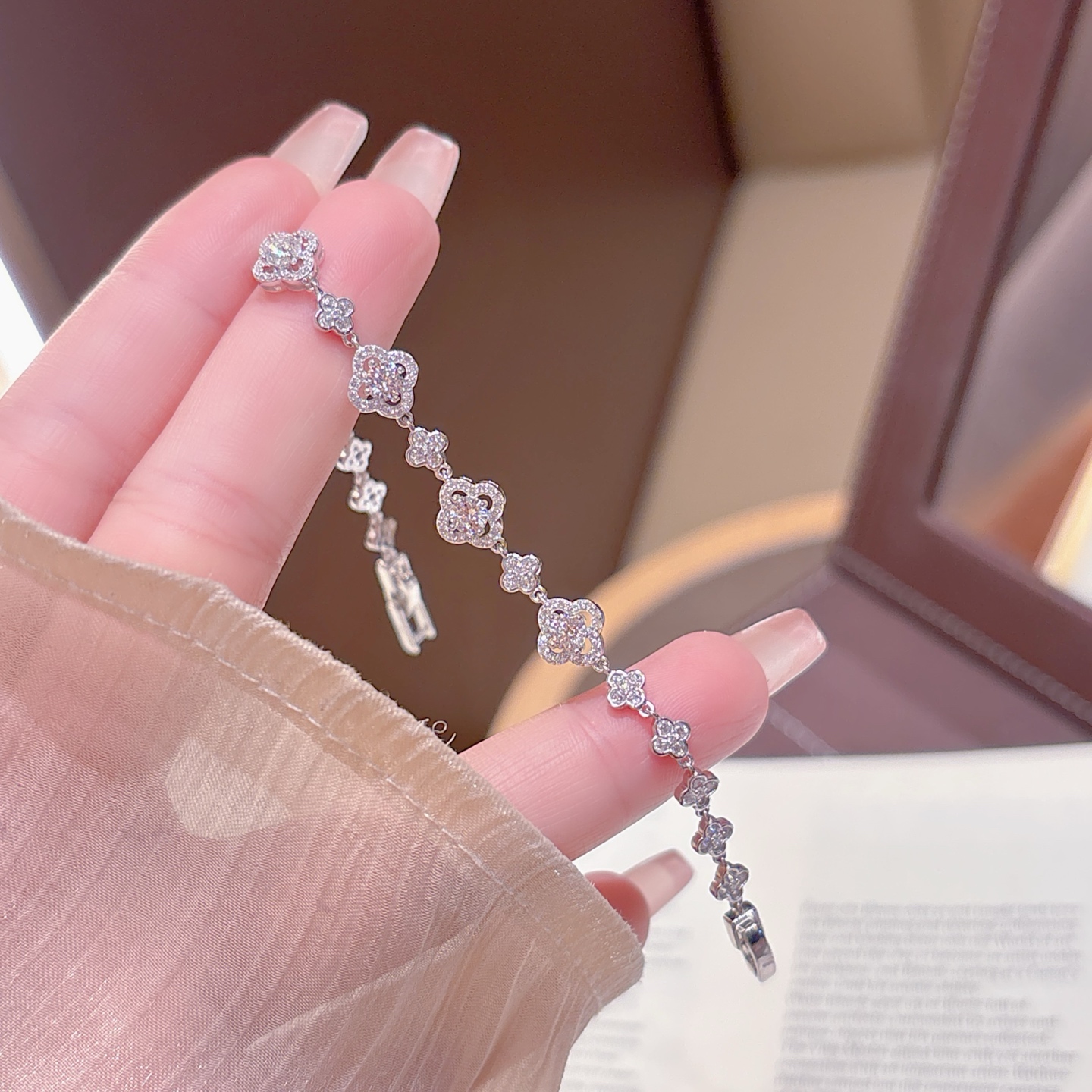 High Polish Silver Moissanite Bracelet Fashion Spring Festival Silver