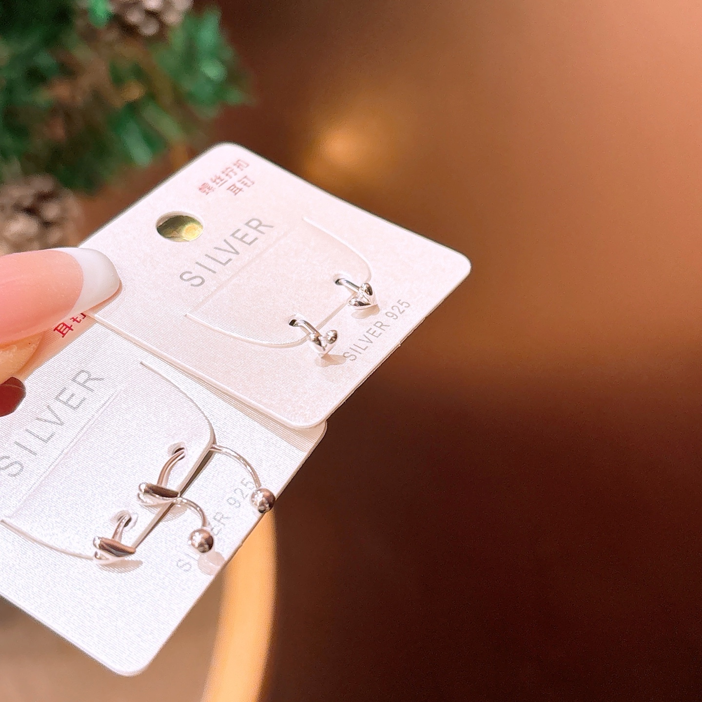 ガーリー純銀ネジ止めスタッドシルバー ウェディングギフト