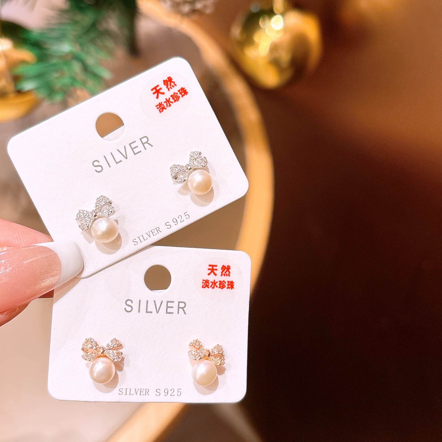 Low Allergy Silver Freshwater Pearl Studs Artistic Wedding Favor Gold