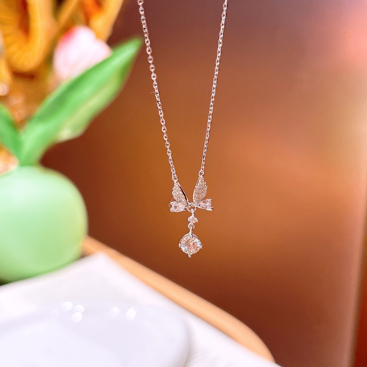 Fine Silver Moissanite Necklace Gentle Mother's Day Silver