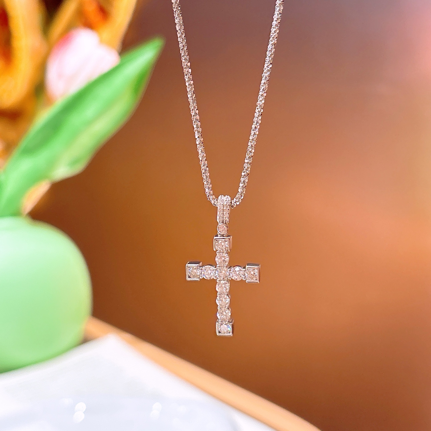 Solid Silver Moissanite Necklace Chic Teacher's Day Silver