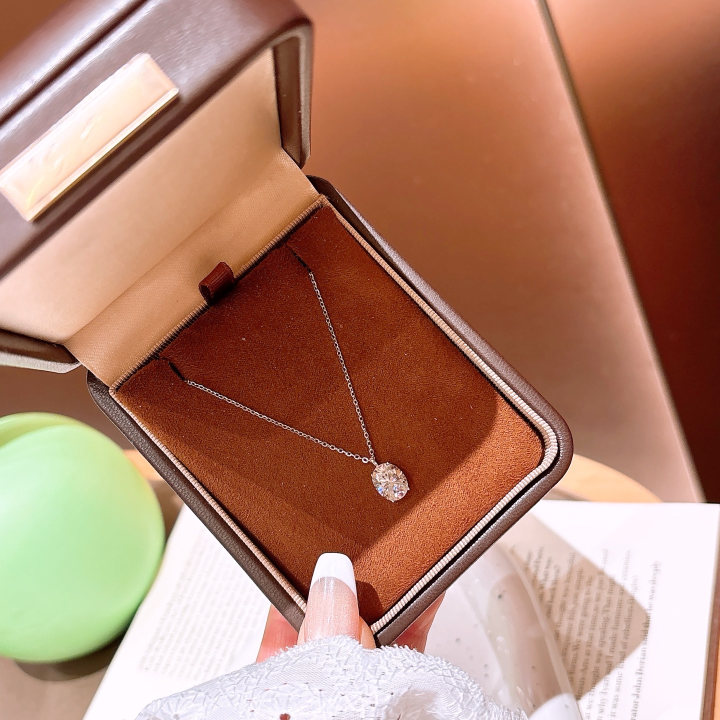 S925 Sterling Silver Moissanite Necklace Ultra Minimal Banquet Silver