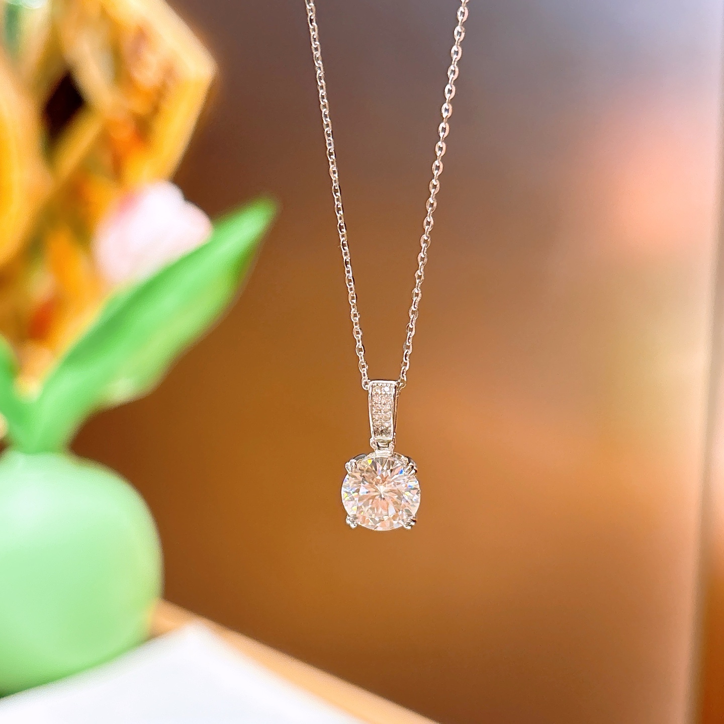 Nickel Free Silver Moissanite Necklace Fresh Mother's Birthday Silver