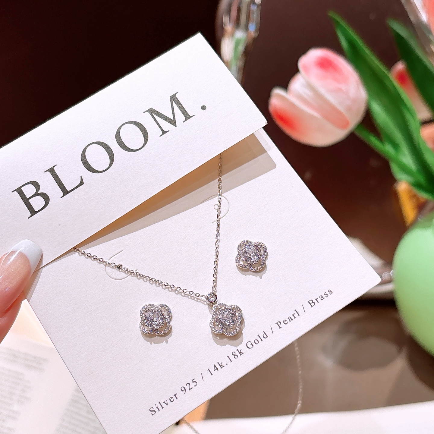 Solid Silver Earrings & Necklace Set Ethereal Self-love Silver