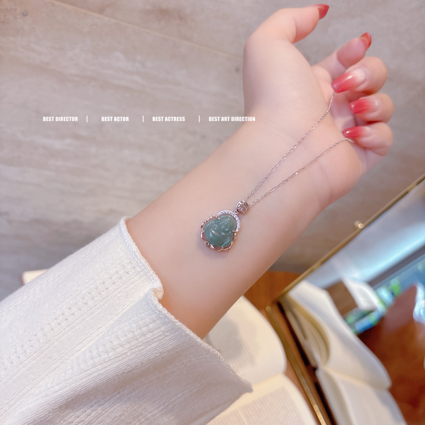 High Polish Silver Jadeite Necklace Cute Self-love Silver