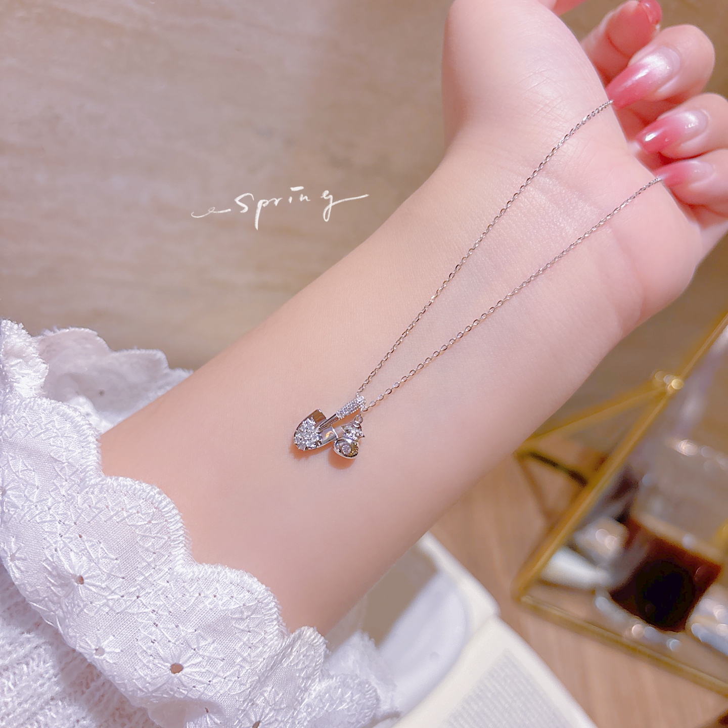 遊び心S925スターリングシルバーネックレスゴールド 新年