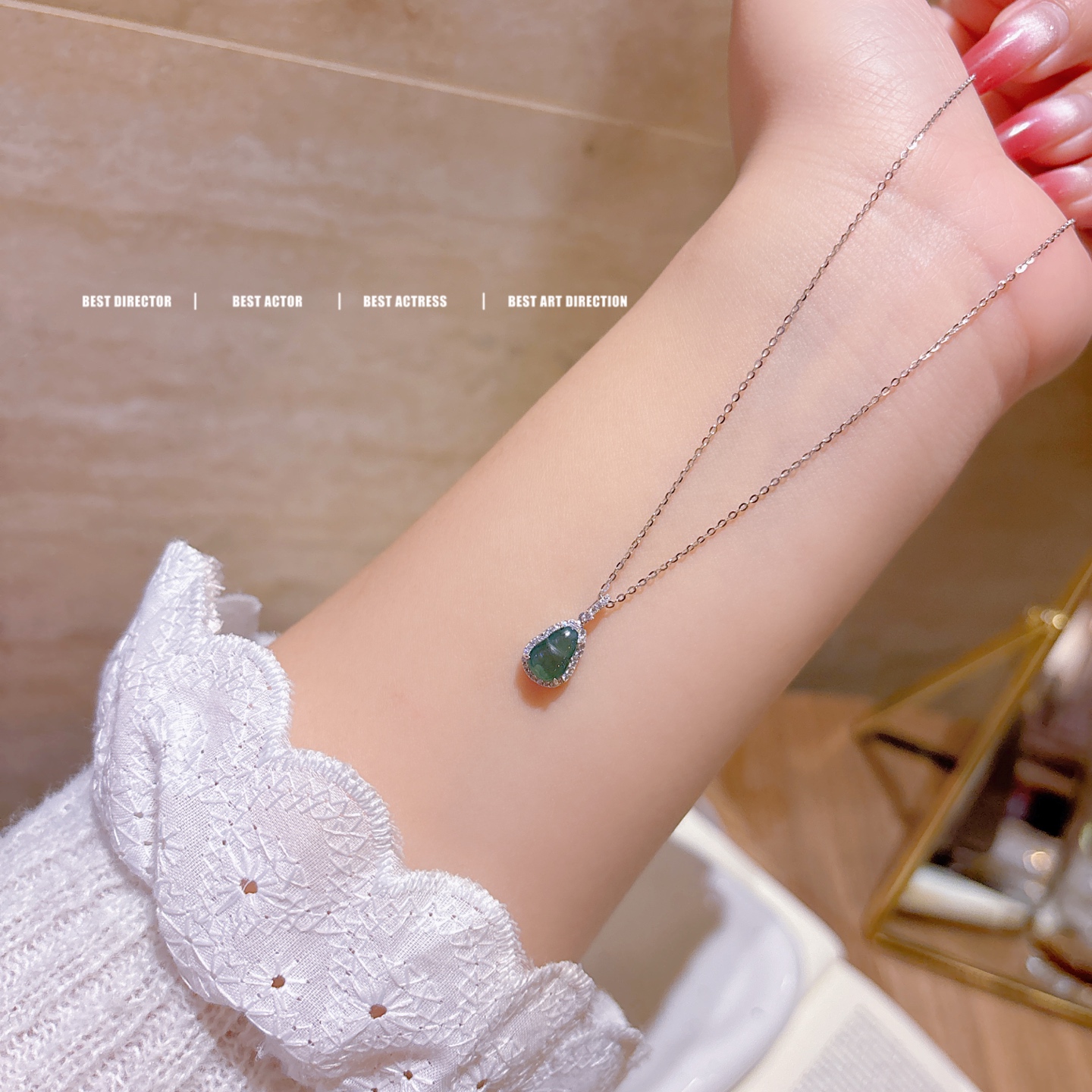 Fine Silver Jadeite Necklace Fashion Workplace Silver