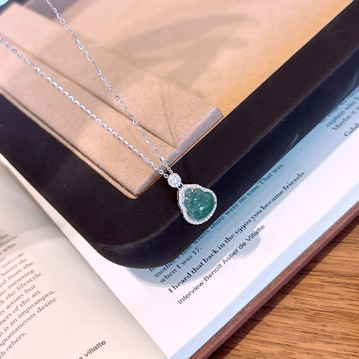 925 Silver Jadeite Necklace Fashion Annual Party Gold