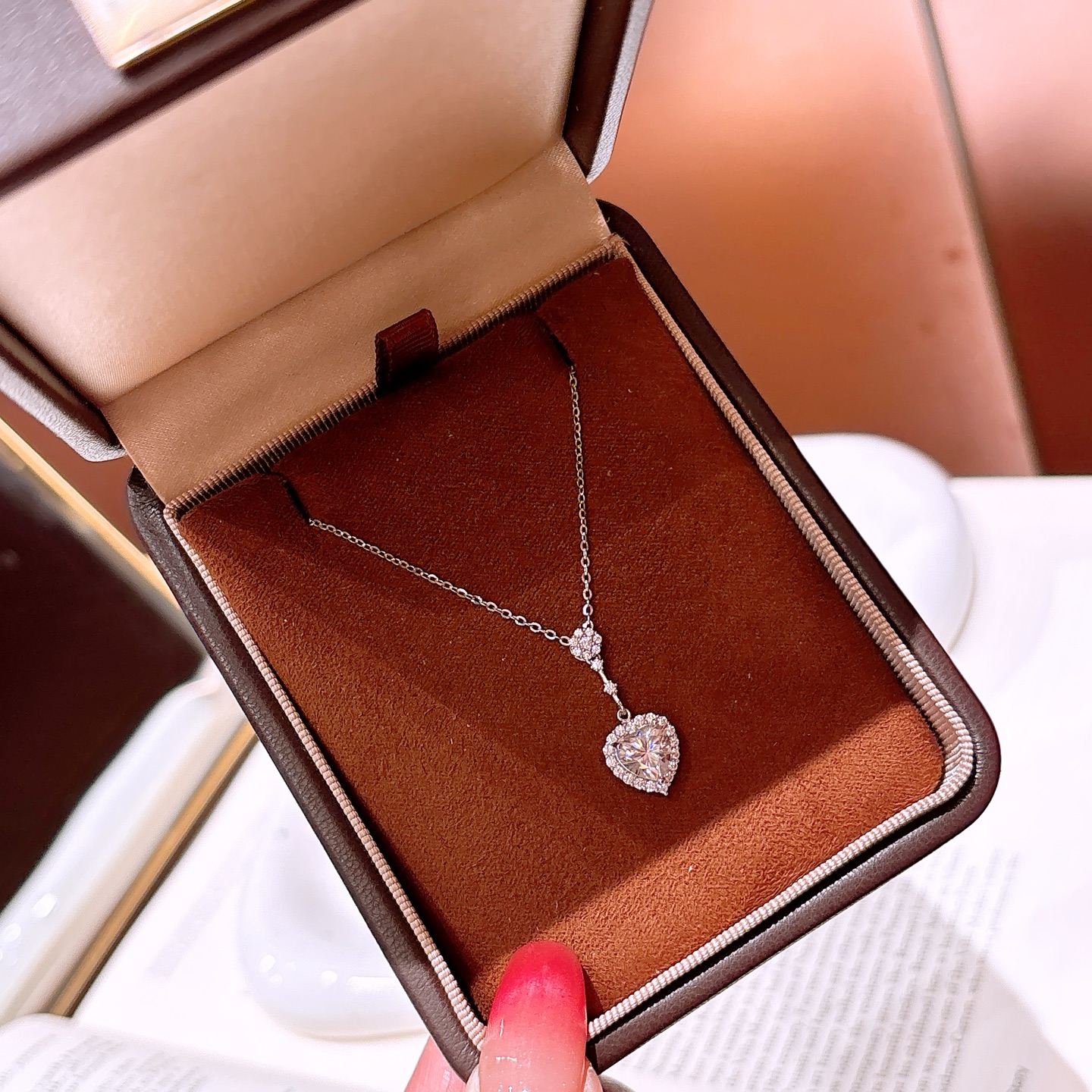 925 Silver Moissanite Necklace Delicate New Year Silver