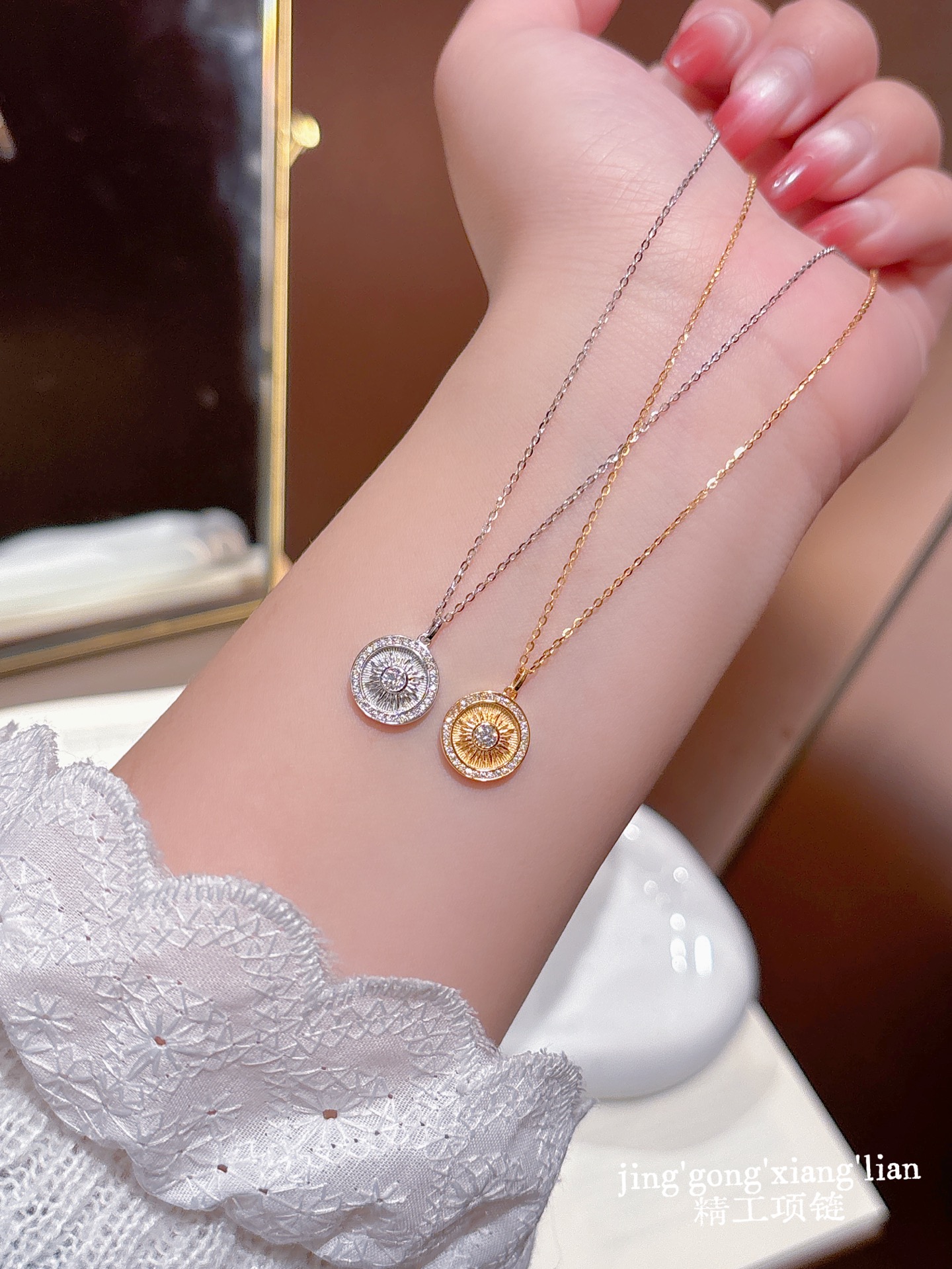 甘辛ニッケル無添加銀ネックレスゴールド 母の誕生日