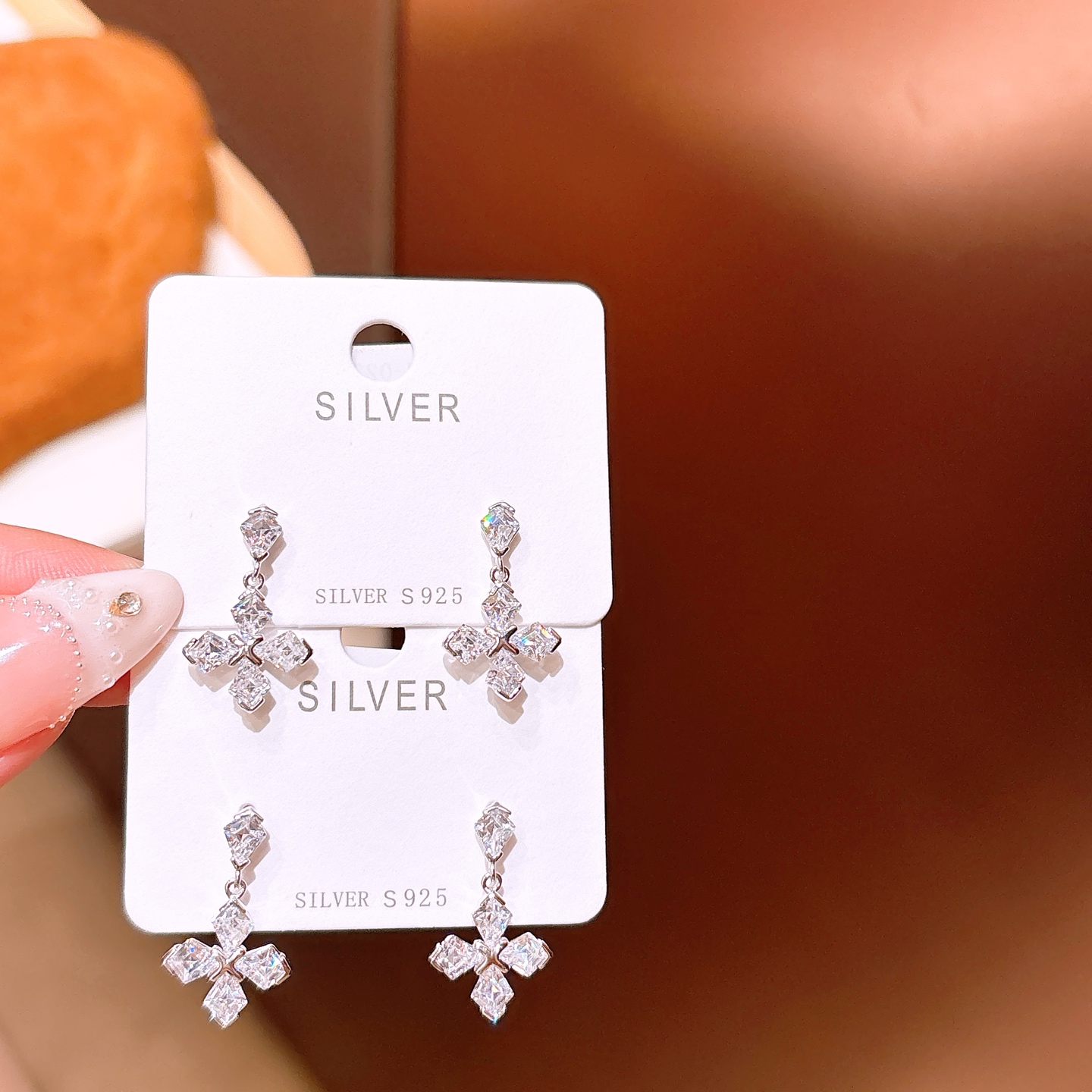 幻想的925シルバーイヤリングゴールド バレンタインデー