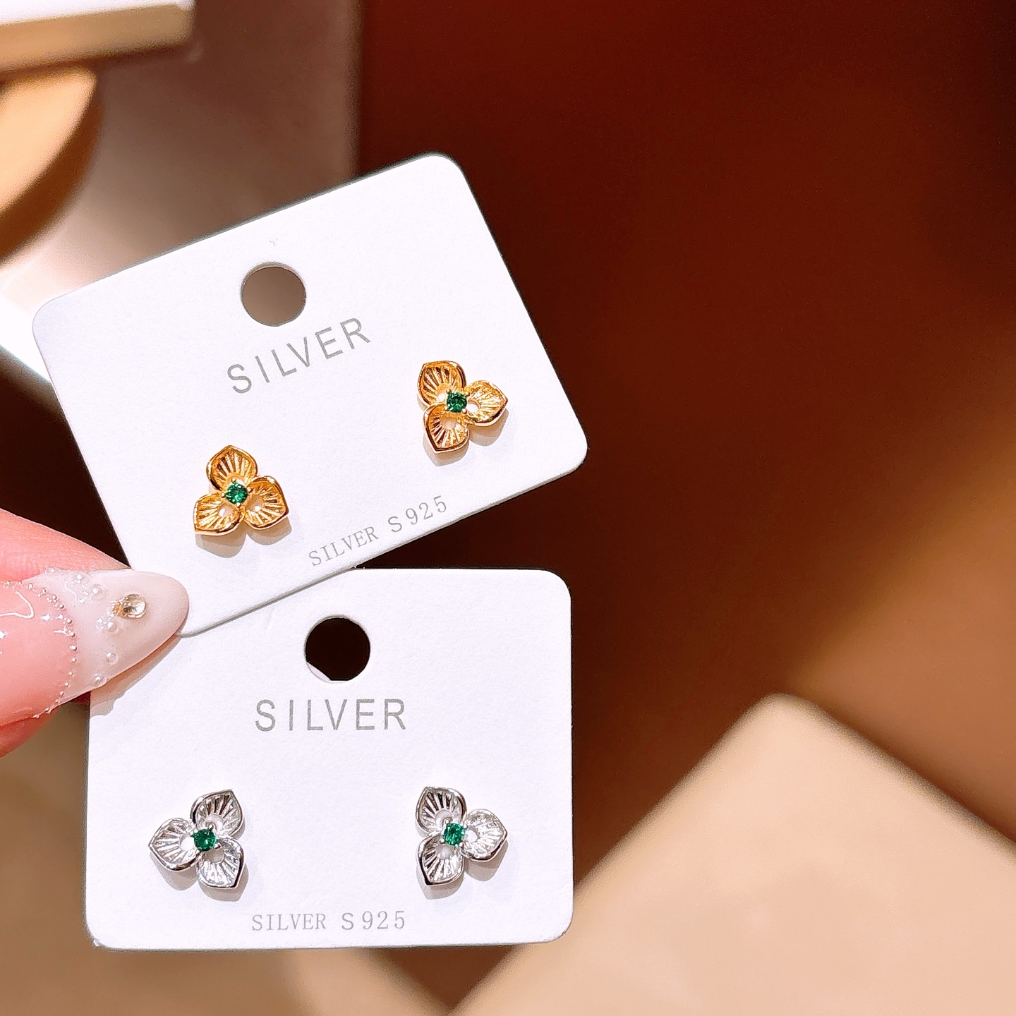 可愛い低アレルギー銀イヤリングゴールド クリスマス