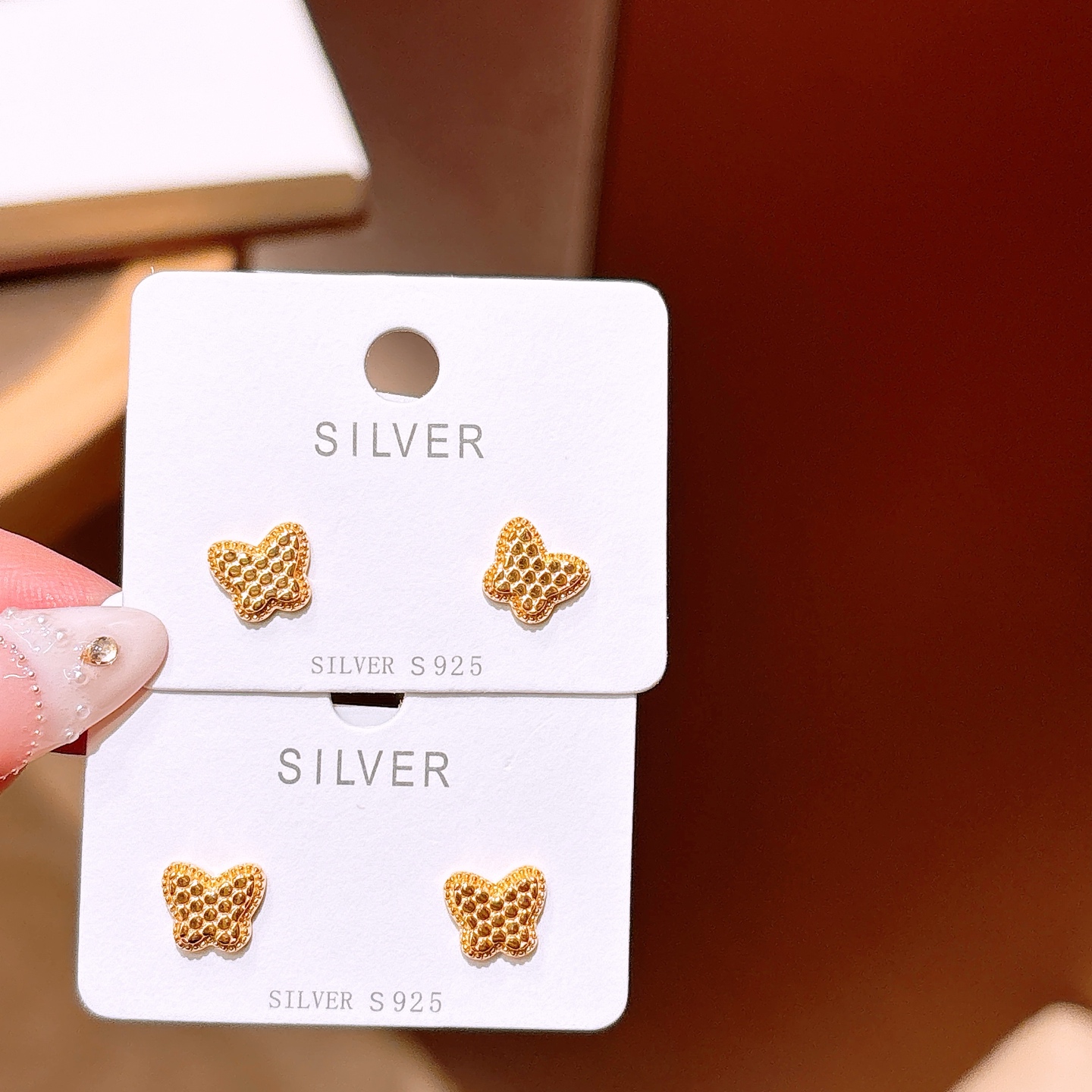 繊細低アレルギー銀イヤリングゴールド ウェディング