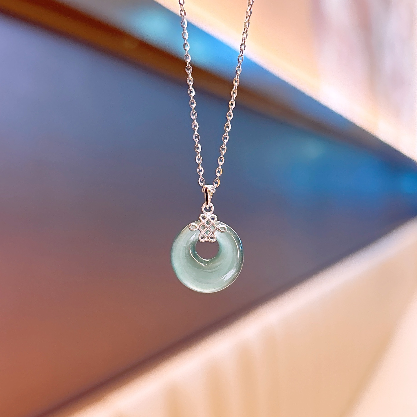 925 Silver Jadeite Necklace Unique Father's Day Gold