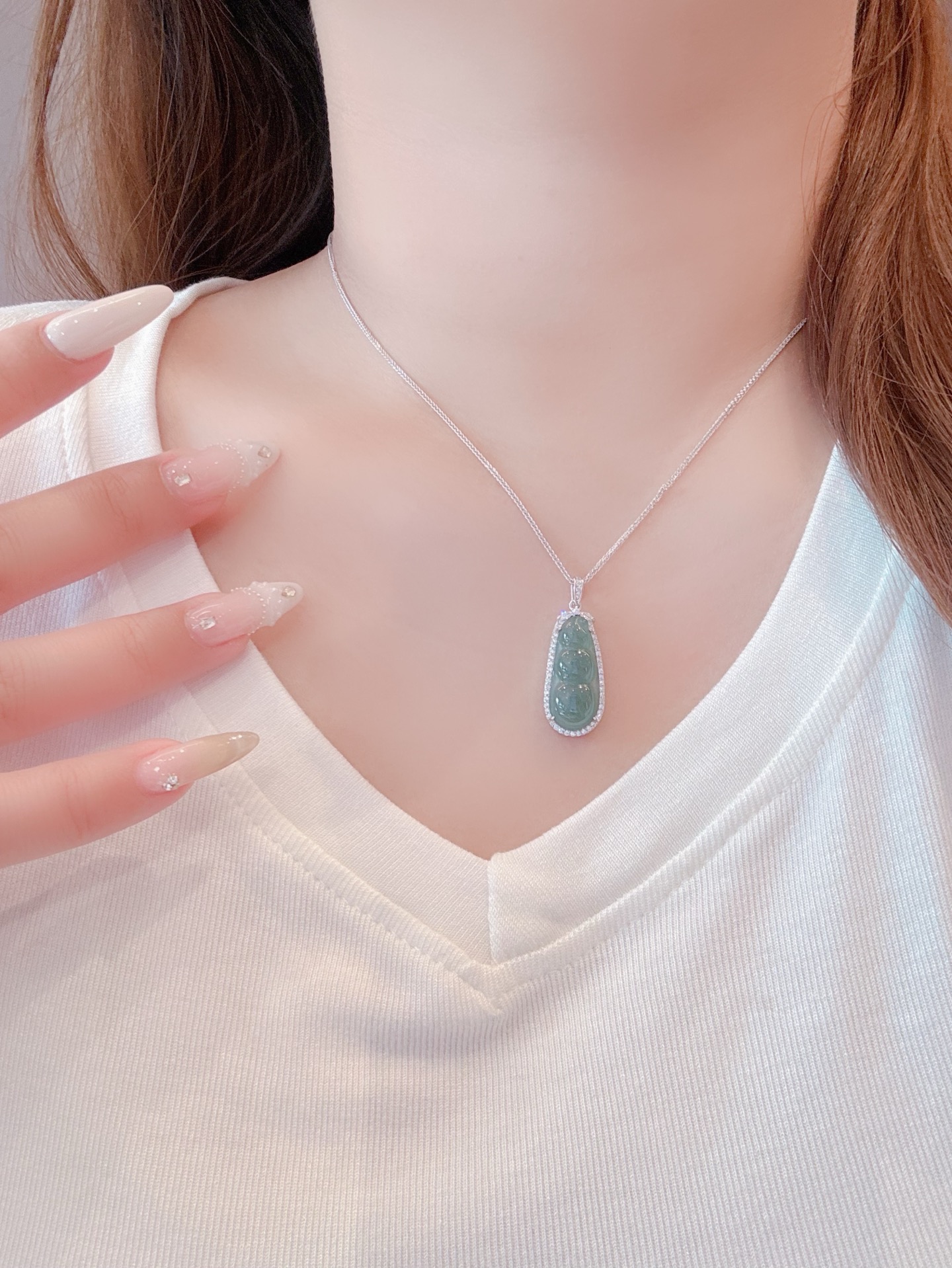 Low Allergy Silver Jadeite Necklace Premium Confession Gold