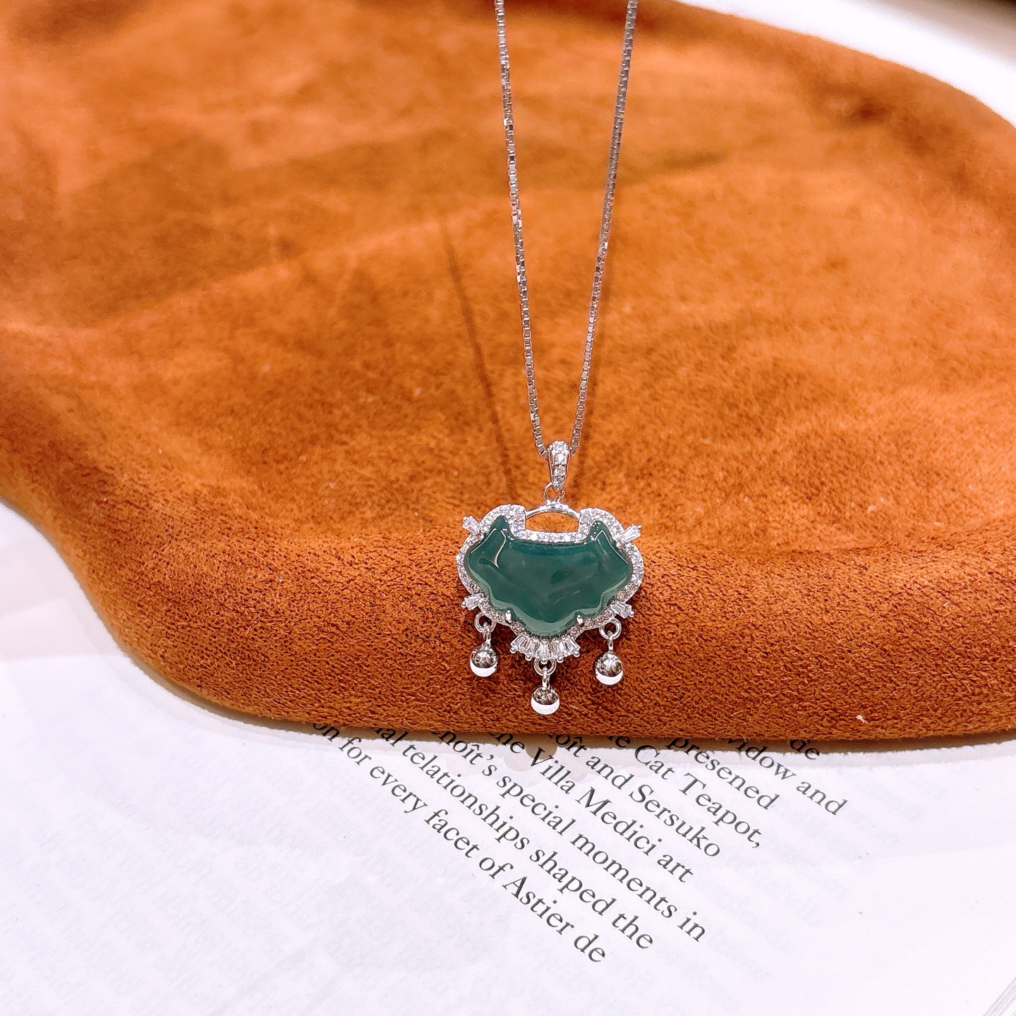 Nickel Free Silver Jadeite Necklace French Anniversary Gold