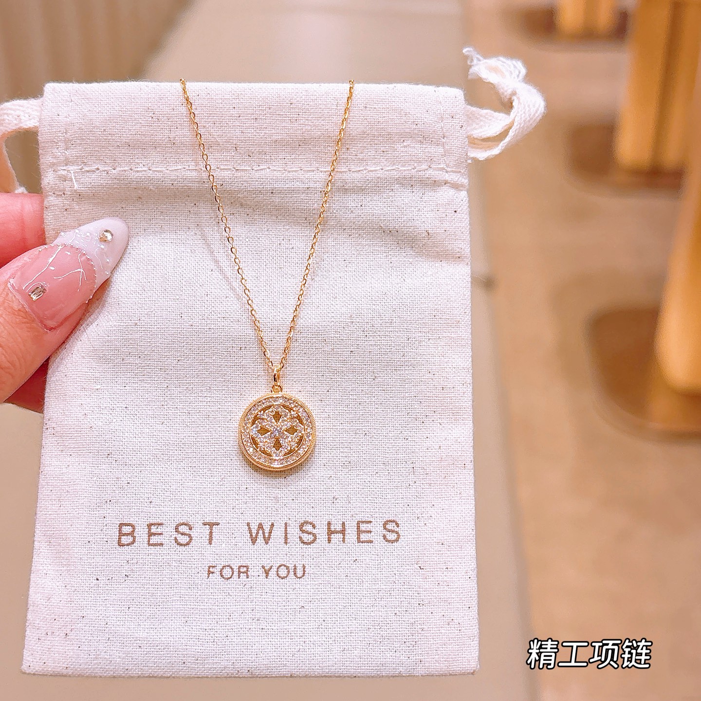 フレンチ925シルバーネックレスゴールド 婚約