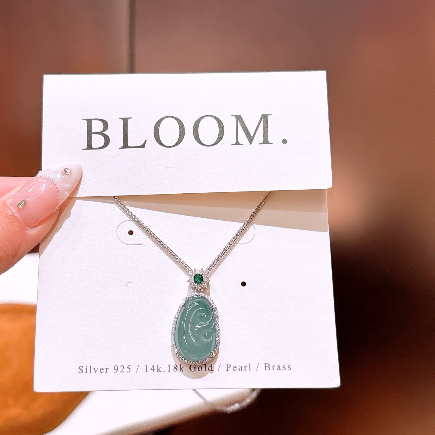 925 Silver Jadeite Necklace Artistic Graduation Silver