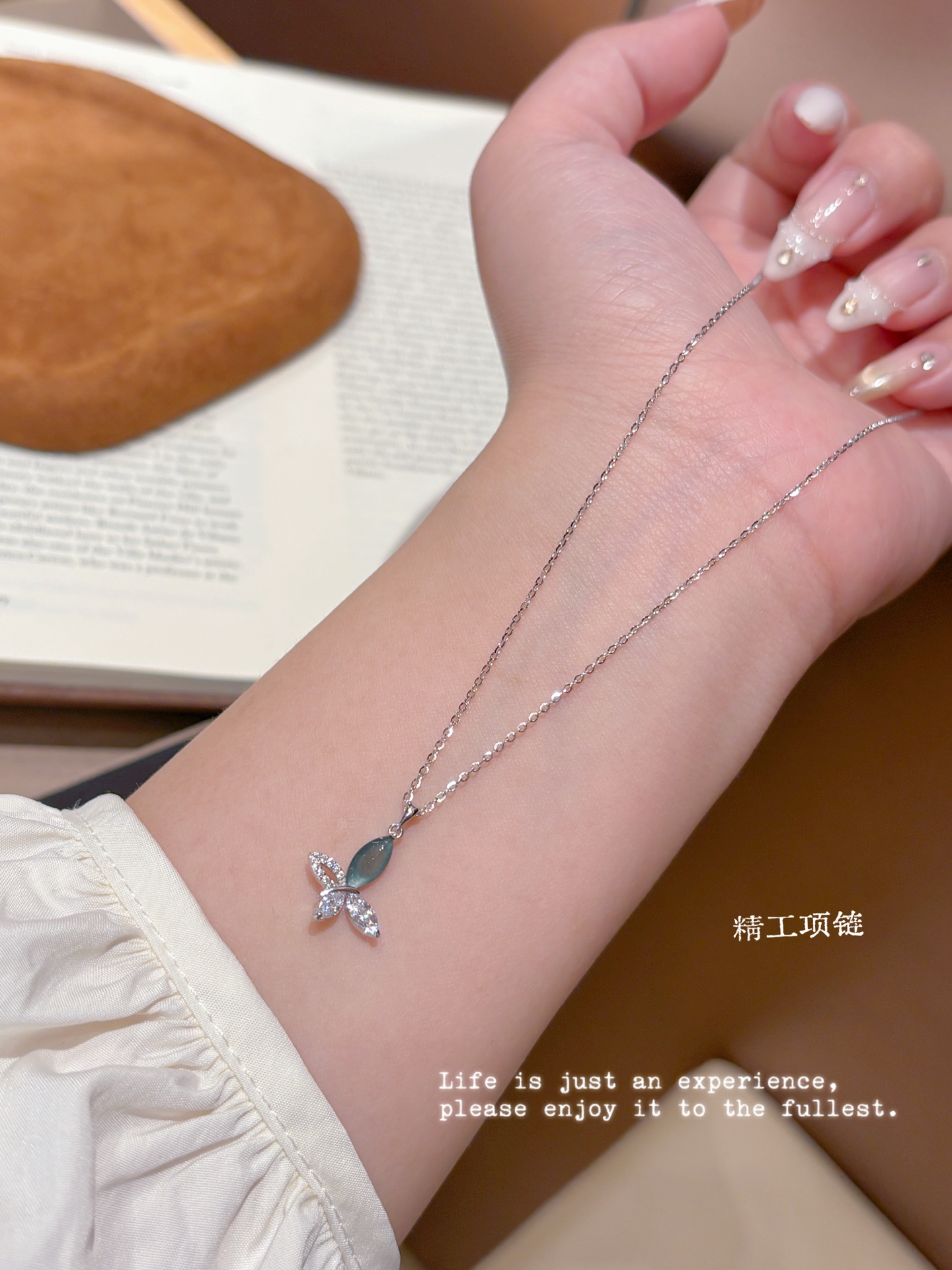 Nickel Free Silver Jadeite Necklace Intellectual Engagement Gold