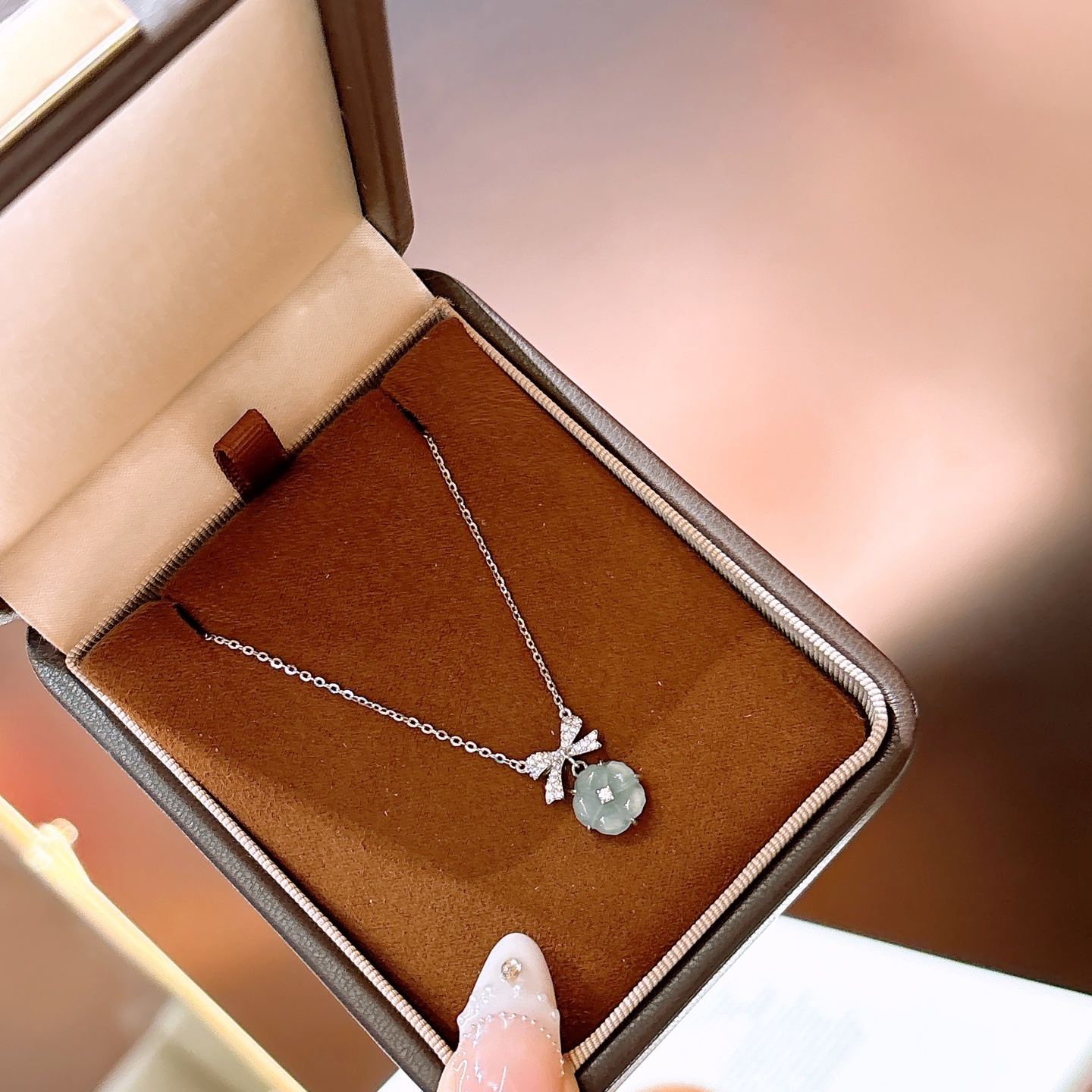 925 Silver Jadeite Necklace Light Luxury Father's Day Silver