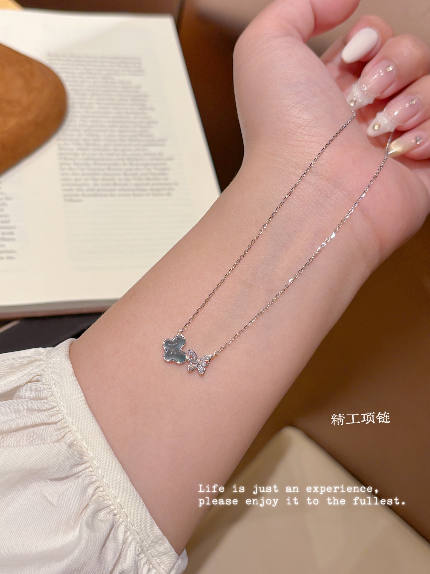 Low Allergy Silver Jadeite Necklace Sweet & Cool Wedding Silver