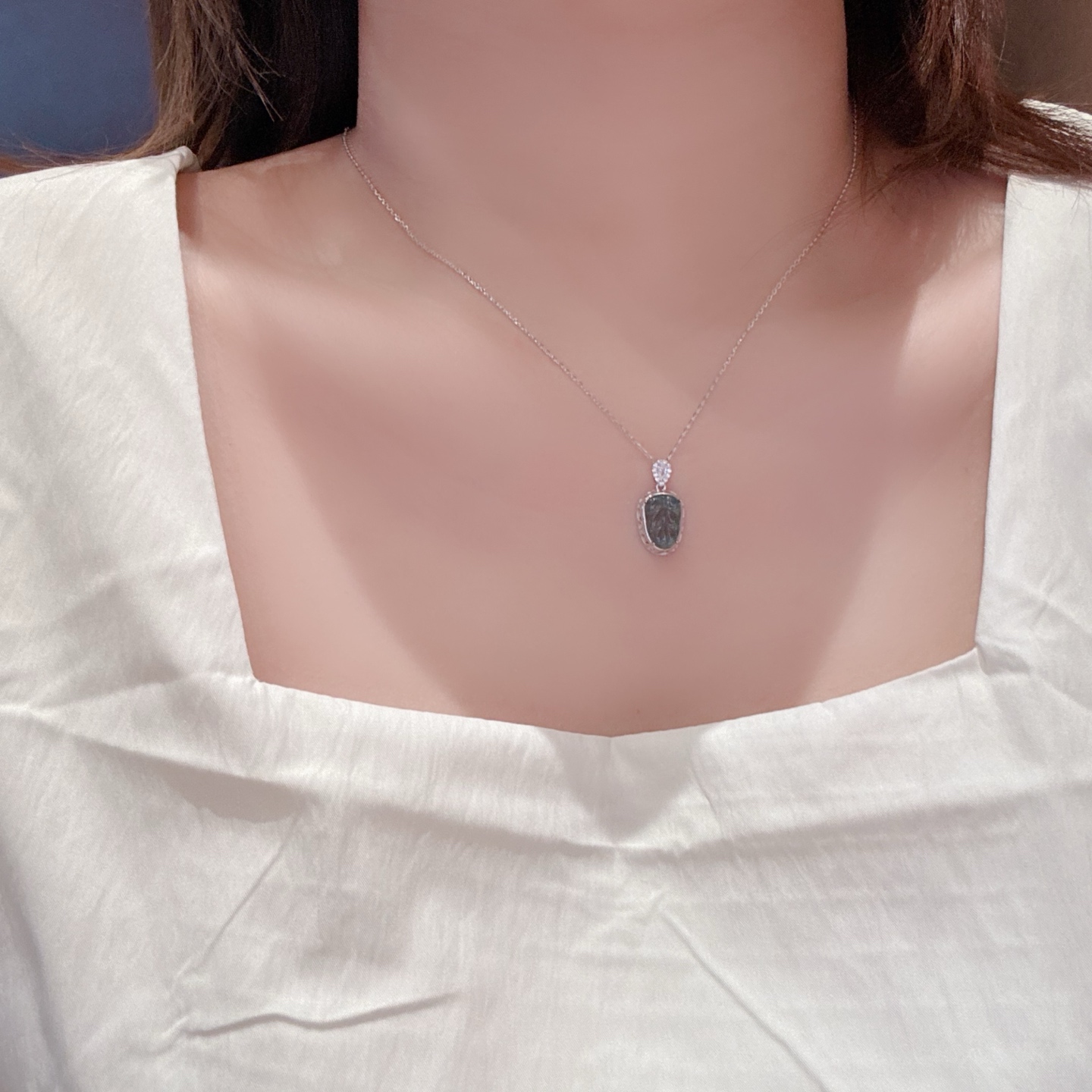 Solid Silver Jadeite Necklace Chic Gift for Her Gold