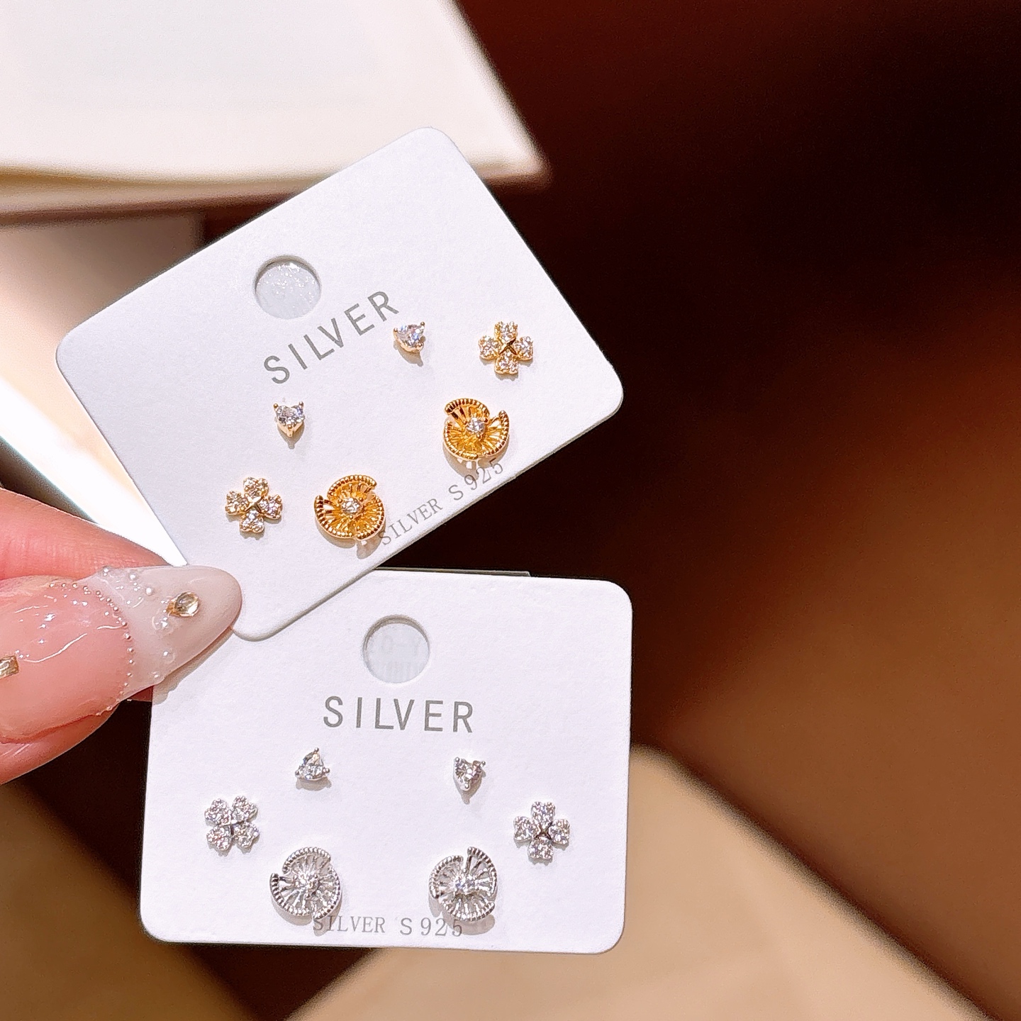 甘いS925スターリングシルバーイヤリングゴールド 自分へのご褒美