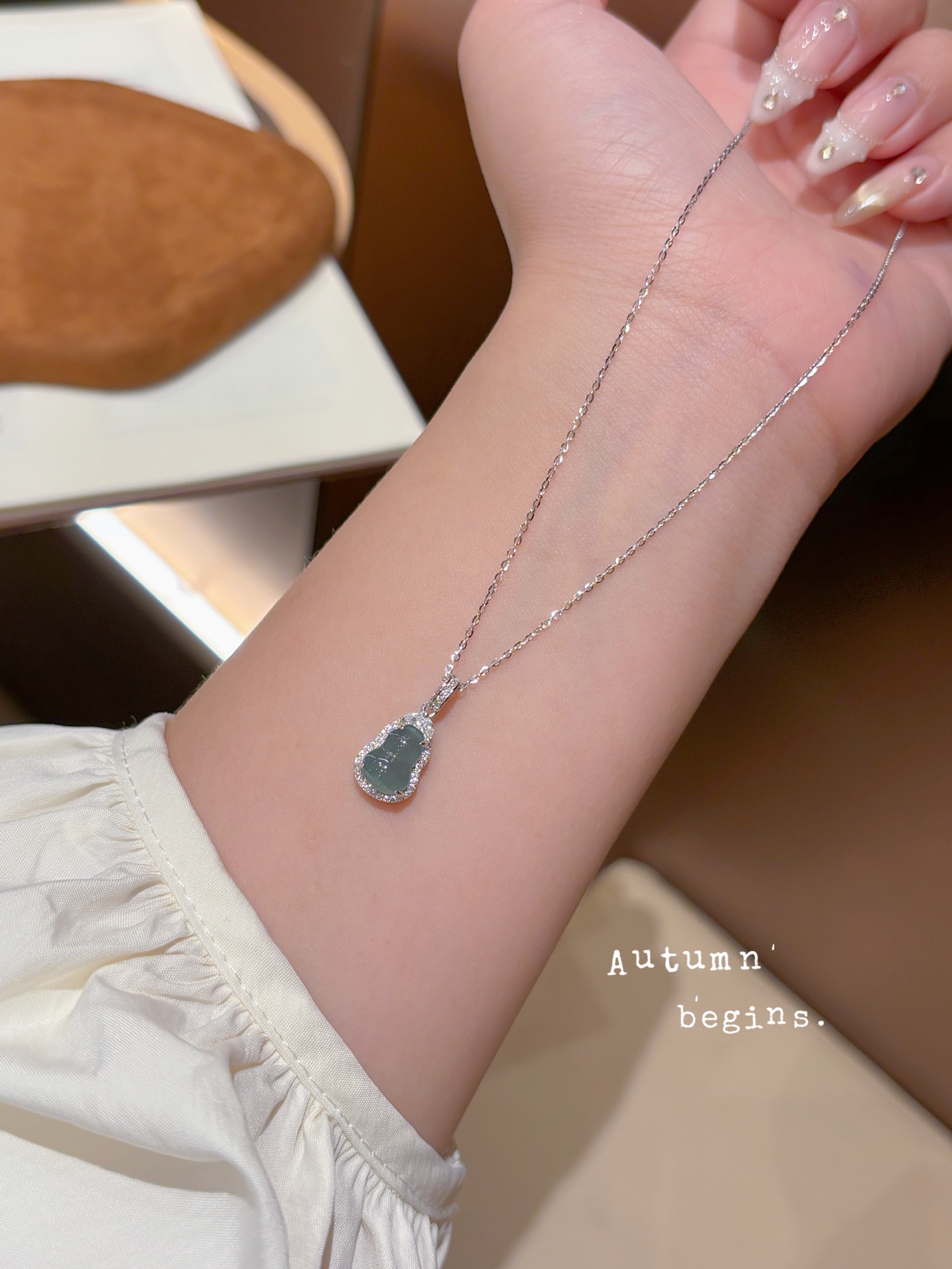 925 Silver Jadeite Necklace Playful Wedding Silver