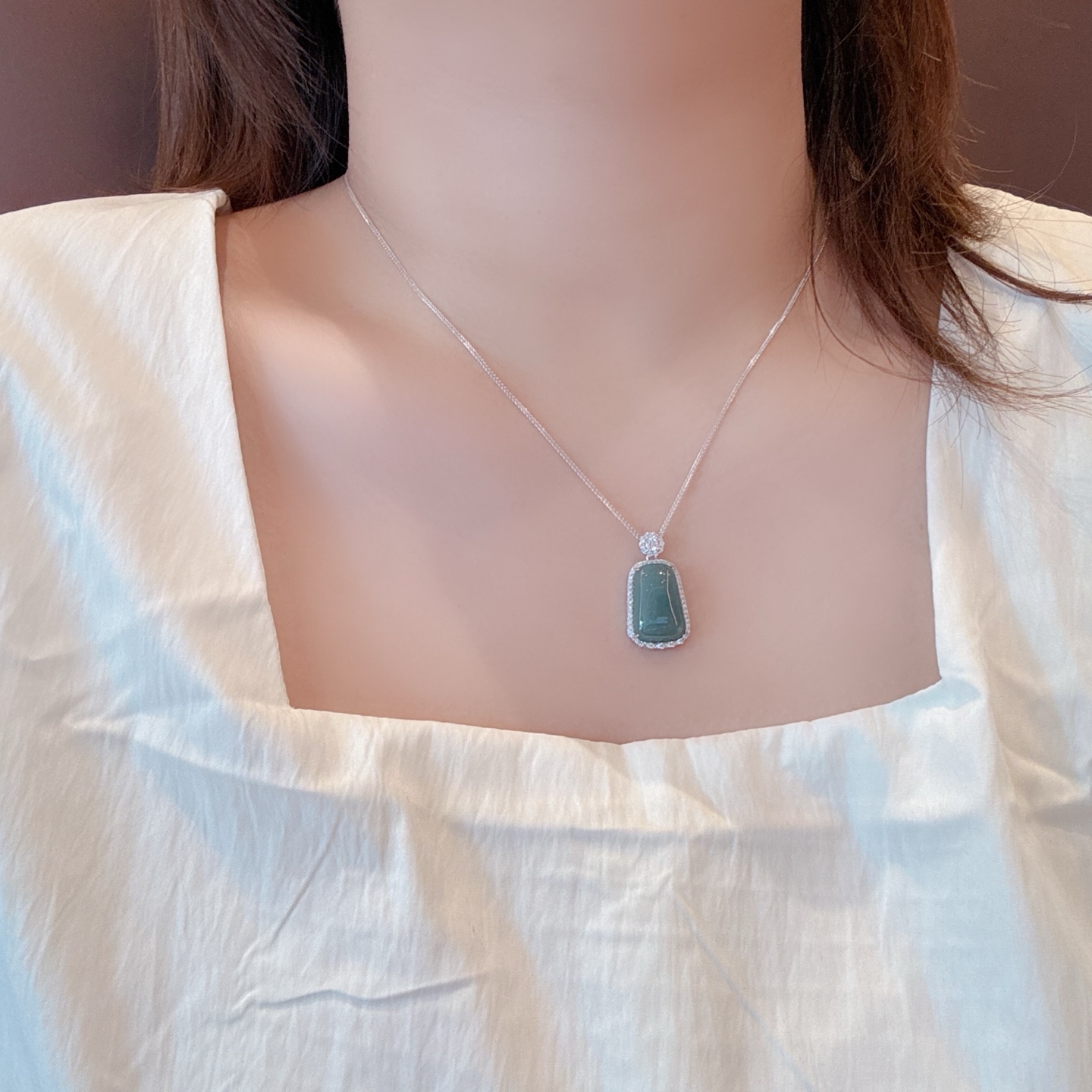 High Polish Silver Jadeite Necklace Artistic Wedding Silver