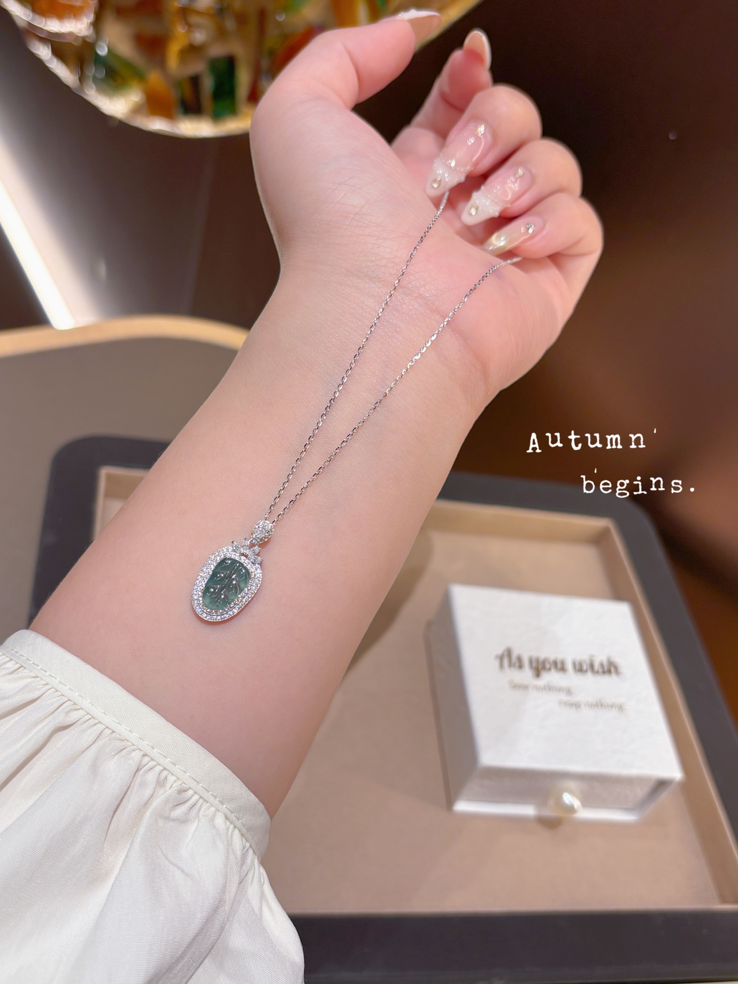 925 Silver Jadeite Necklace Ins Style Workplace Gold