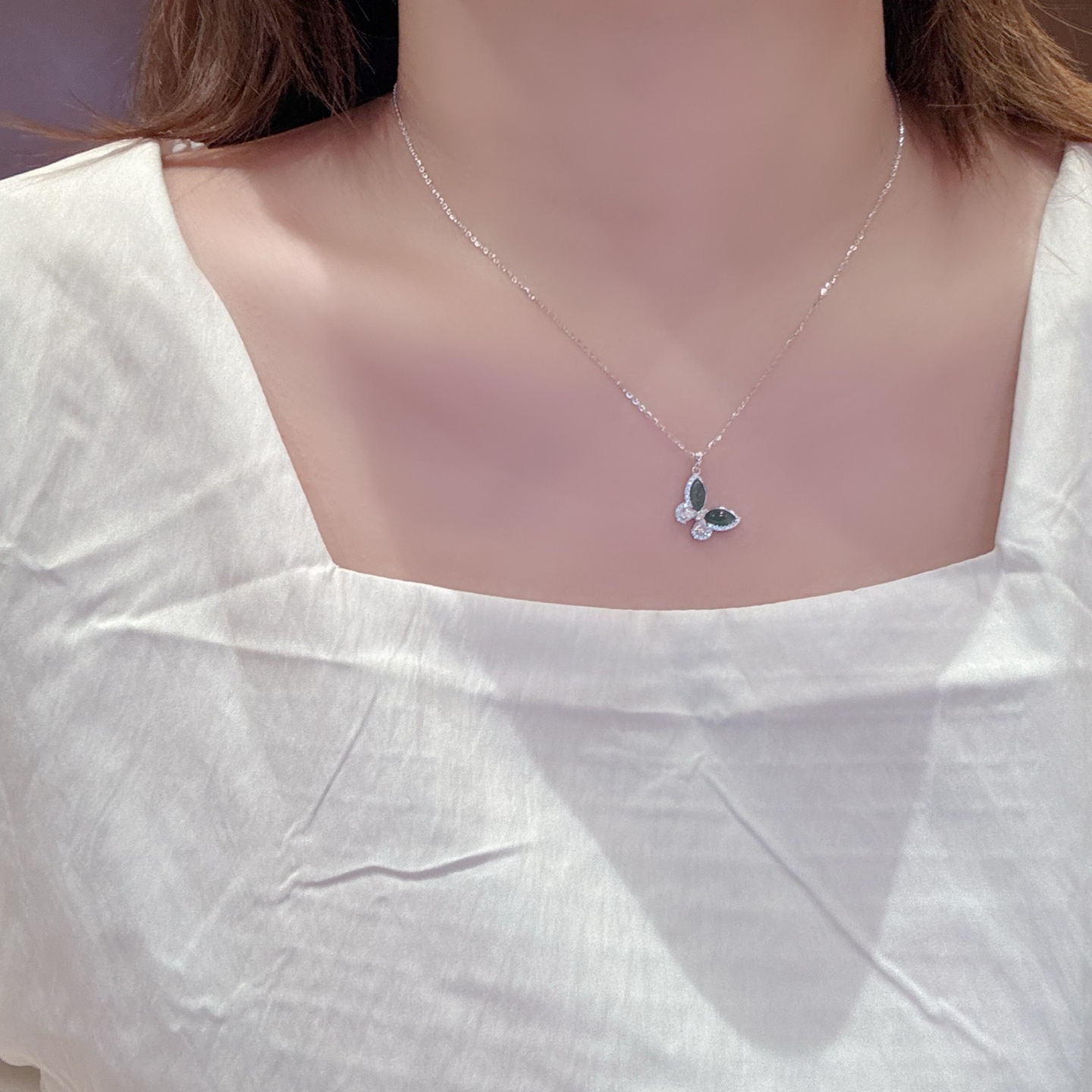 Fine Silver Jadeite Necklace Forest Bestie Gift Gold