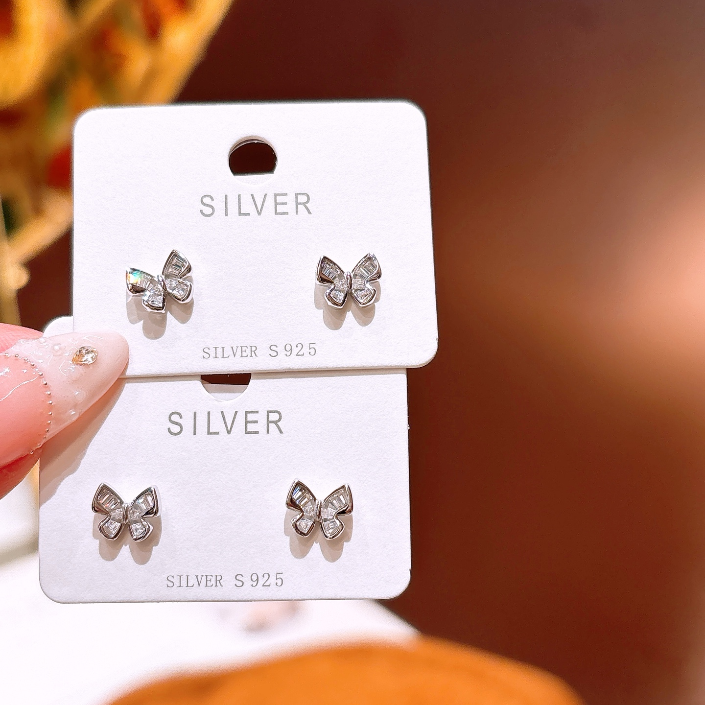 可愛い純銀イヤリングゴールド ウェディングギフト