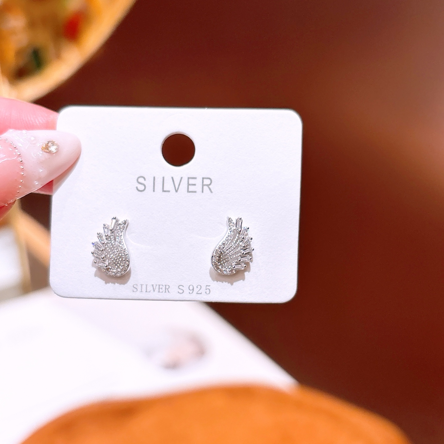 清純925シルバーイヤリングゴールド ウェディング