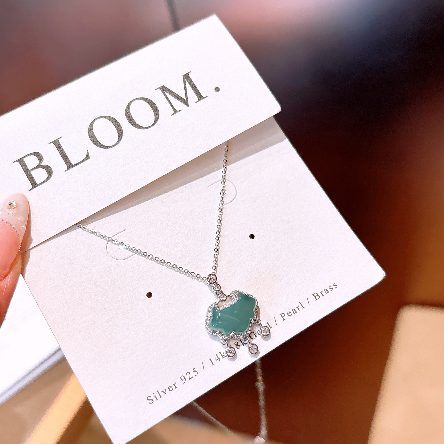 High Polish Silver Jadeite Necklace Ins Style Bestie Gift Gold