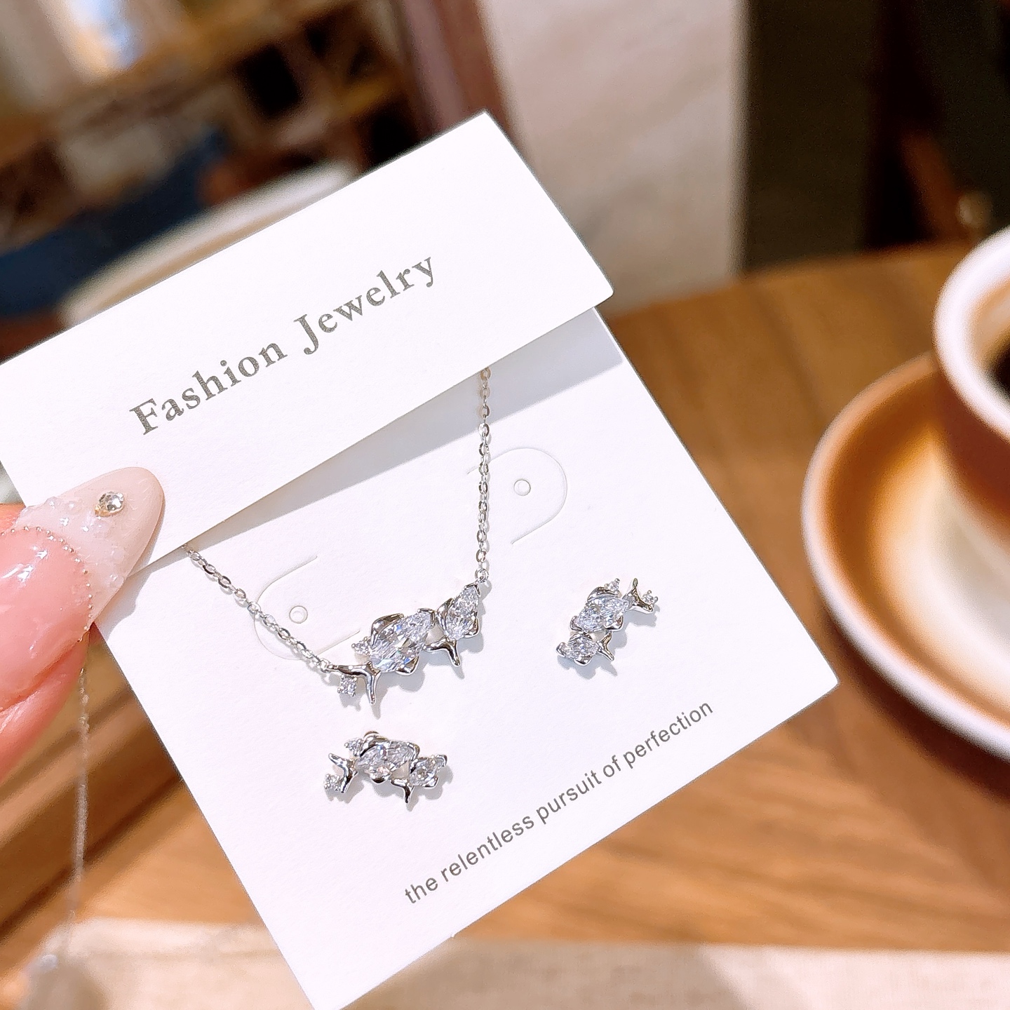 High Polish Silver Earrings & Necklace Set Premium Bestie Gift Gold