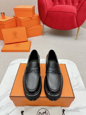 Hermes Shoes Loafers Designer 1:1 Replica Calfskin Cowhide Hitch