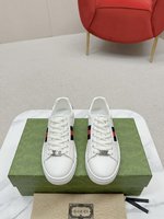 Gucci Skateboard Shoes Sneakers Replica Wholesale
 White Embroidery Unisex Women Men Cowhide Rubber Casual