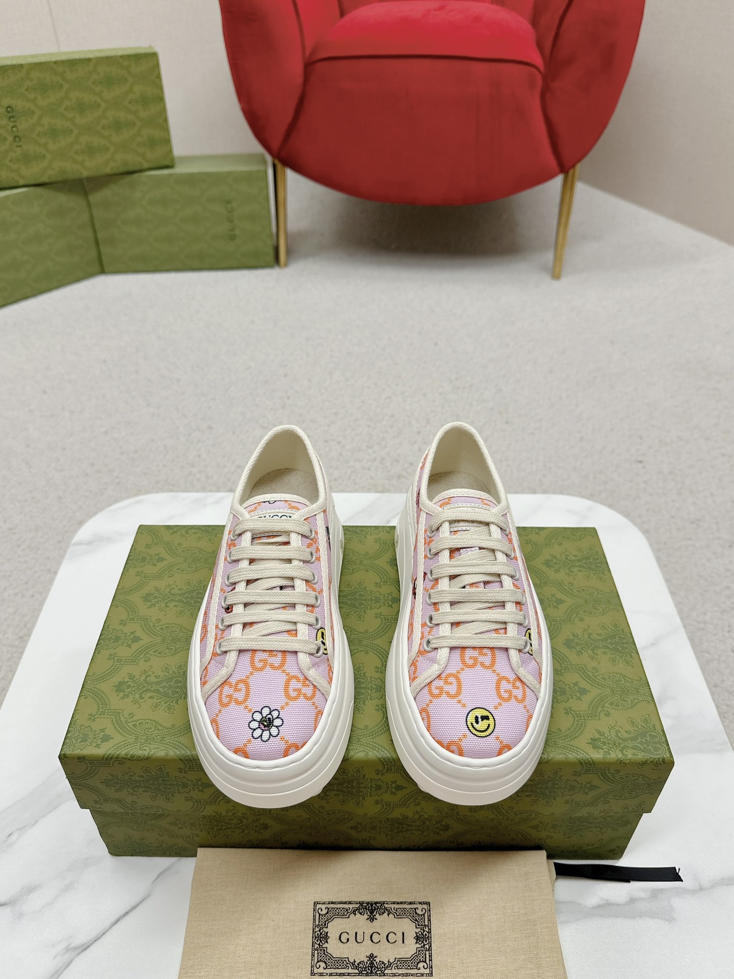 Online dalla Cina
 Gucci Scarpe Sneaker Beige Verde Donne Uomini Tela Tessuto Gomma Pantaloni da tuta