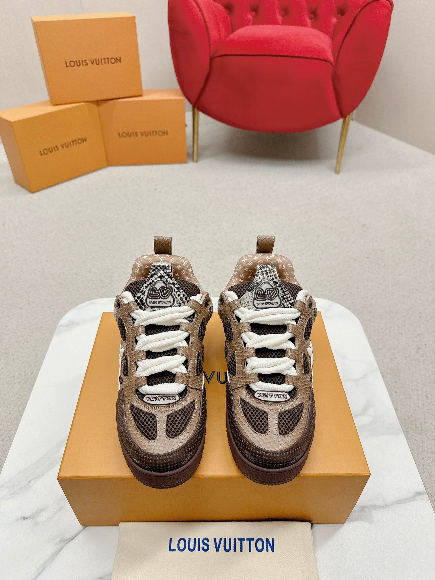 Louis Vuitton Skateboard Schuhe Turnschuhe Rindsleder TPU Kate Lässig