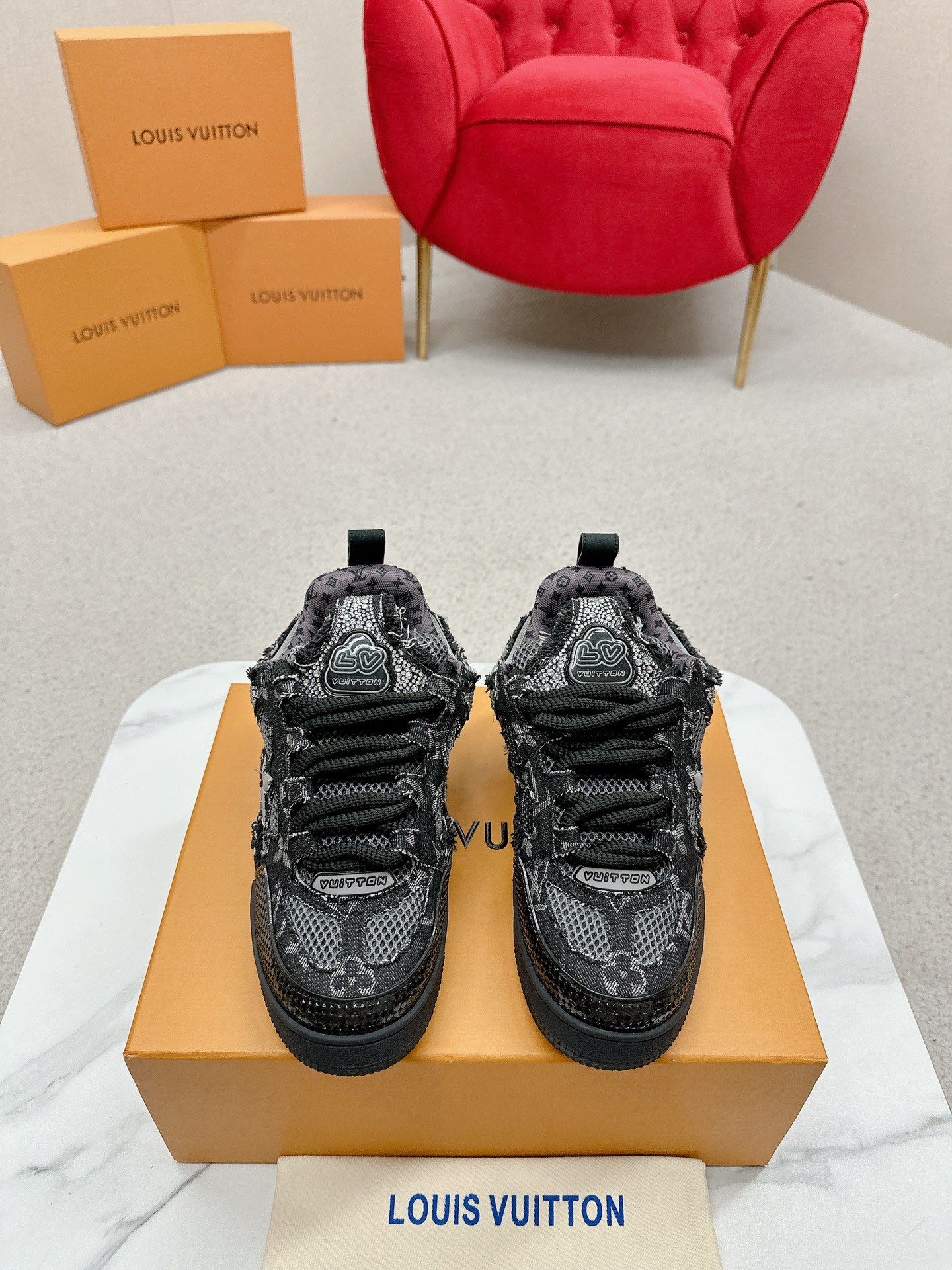 Louis Vuitton Skateboard Schuhe Turnschuhe Rindsleder TPU Kate Lässig