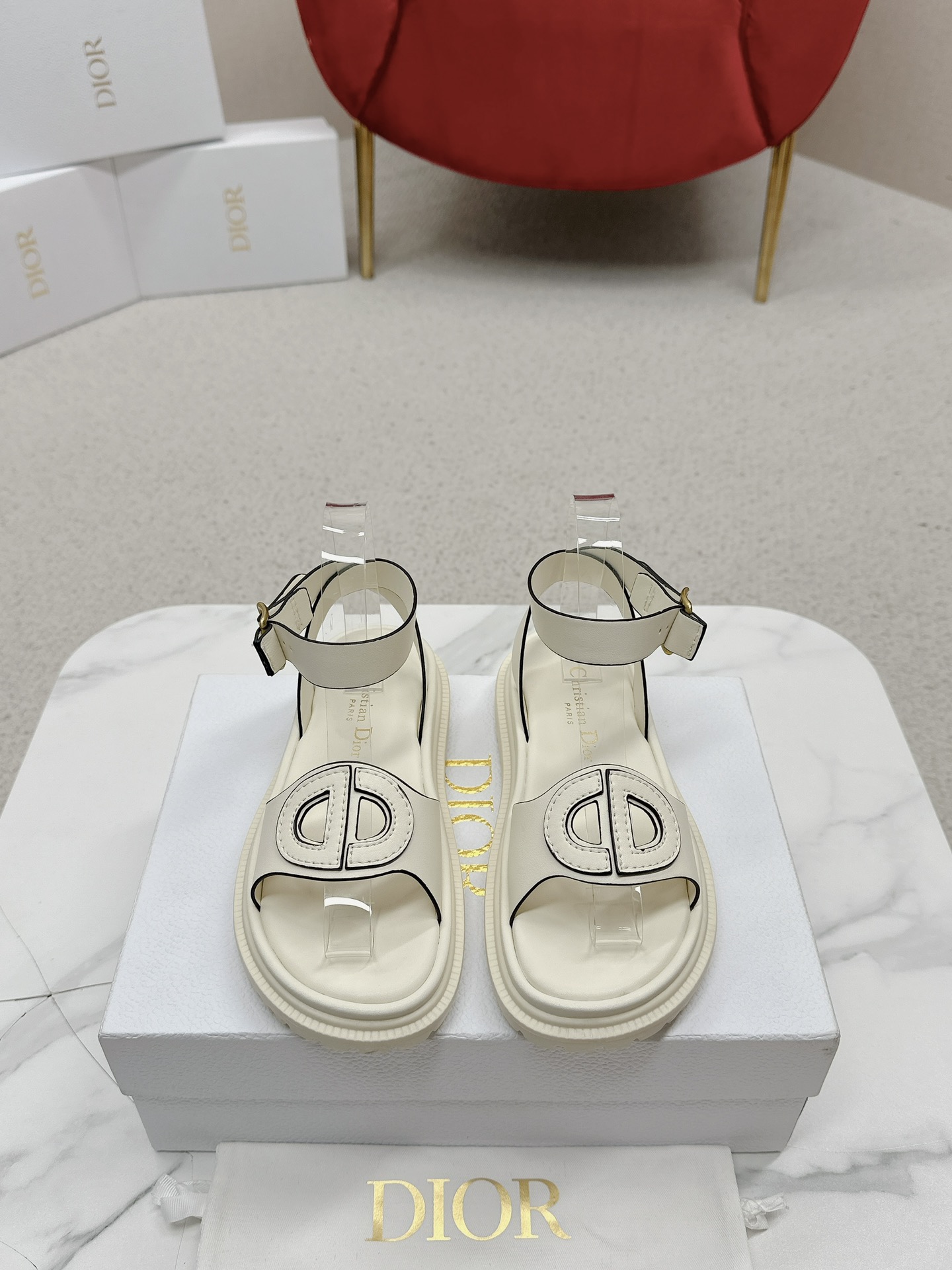 Dior Schuhe Sandalen Gold Hardware Rindsleder Schaffell TPU