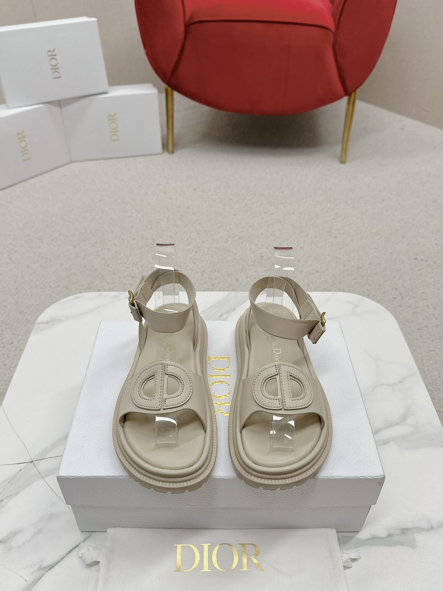 Dior Scarpe Sandali Hardware oro Pelle bovina di pecora TPU