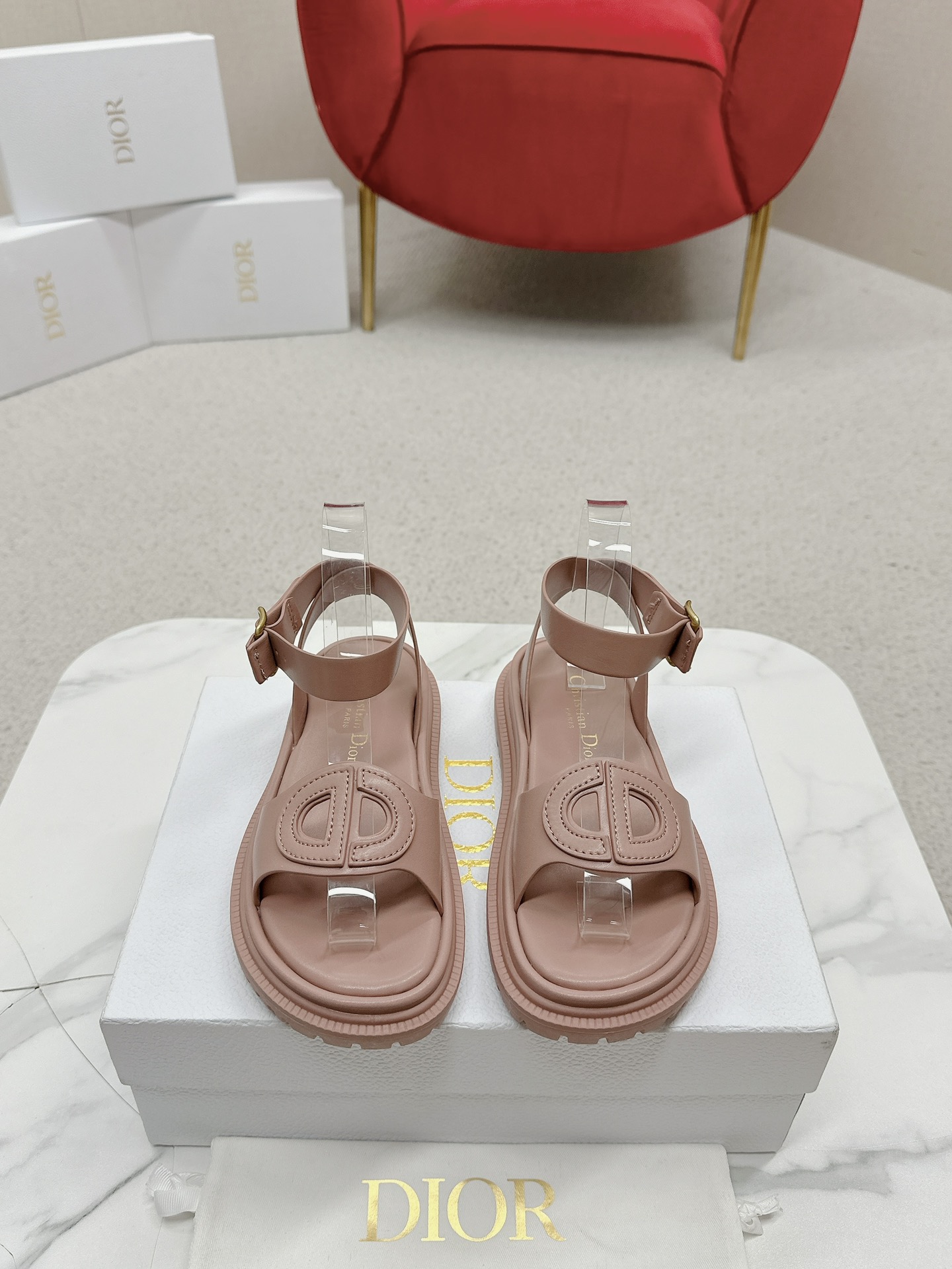 Dior Einwandfrei
 Schuhe Sandalen Gold Hardware Rindsleder Schaffell TPU