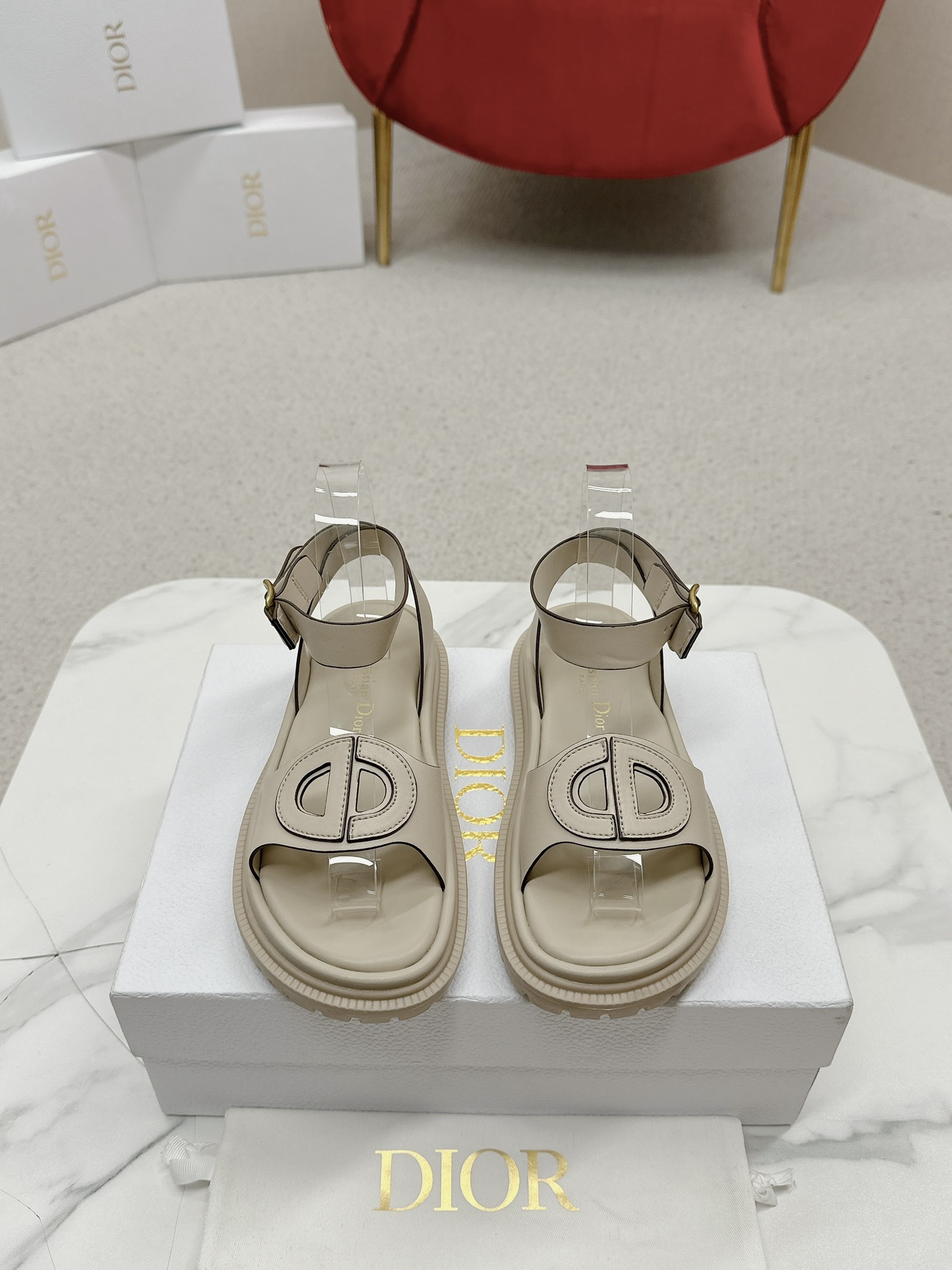 Dior Scarpe Sandali Hardware oro Pelle bovina di pecora TPU